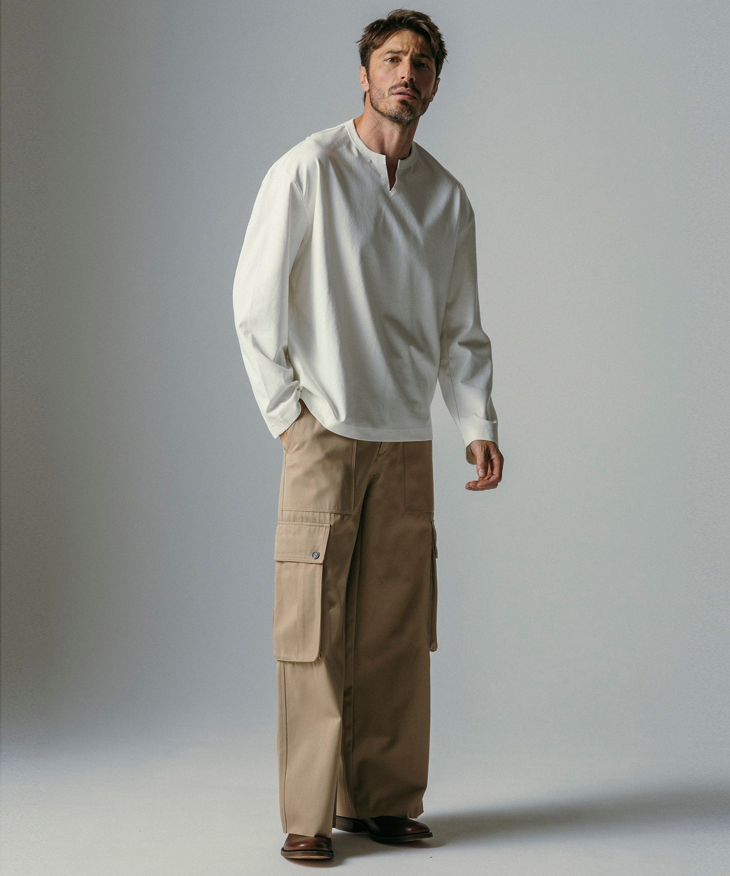 【12月上旬お届け予約商品】ハイウエスト ワイドカーゴパンツ