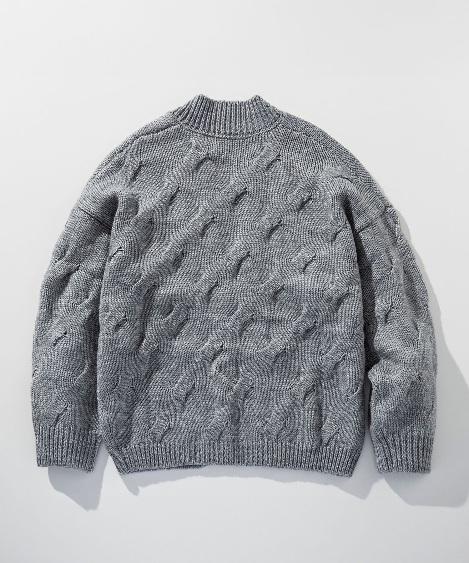 【12月上旬お届け予約商品】ケーブル透かし編み Vネックカーディガン