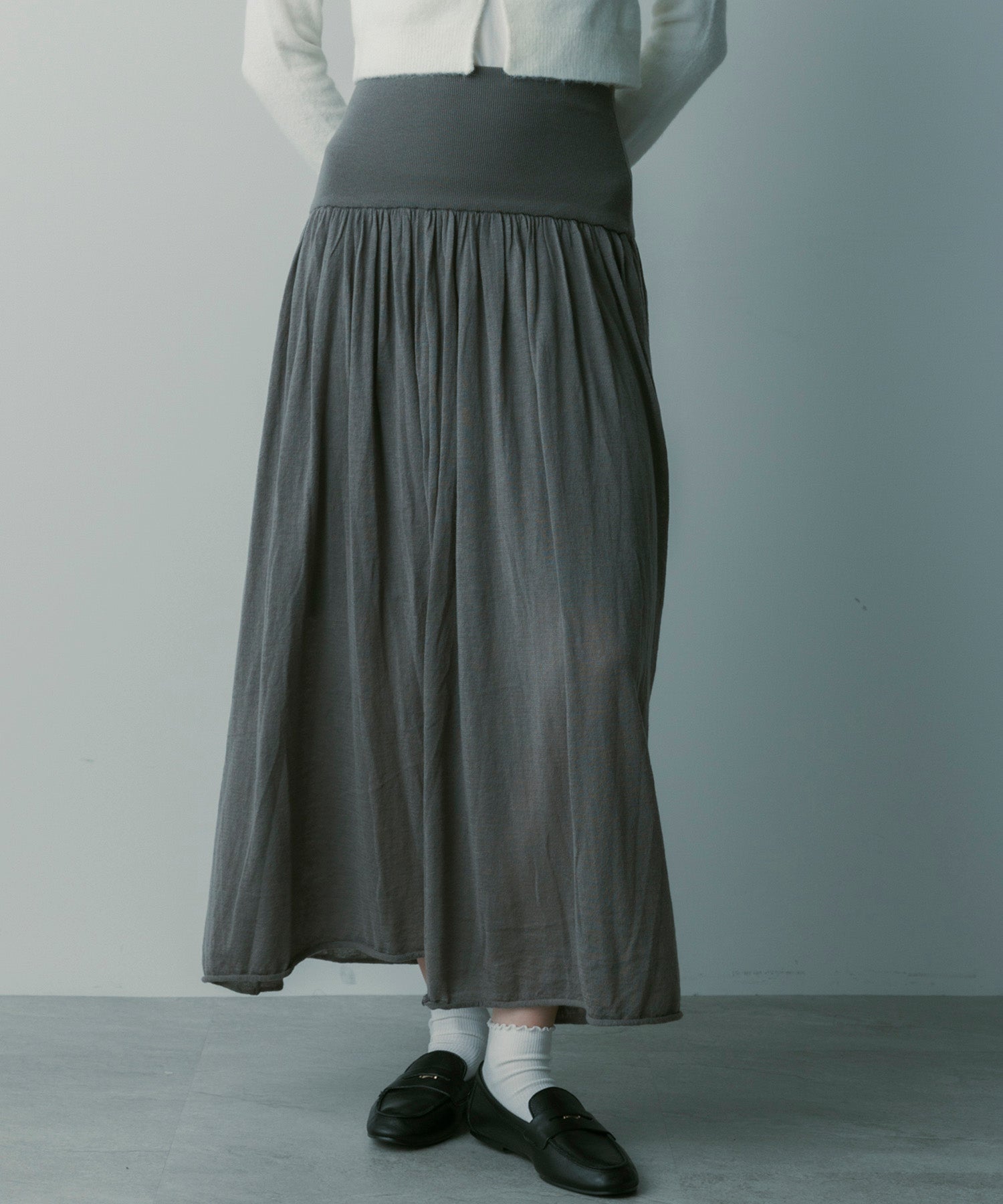 ウールブレンド ギャザースカート