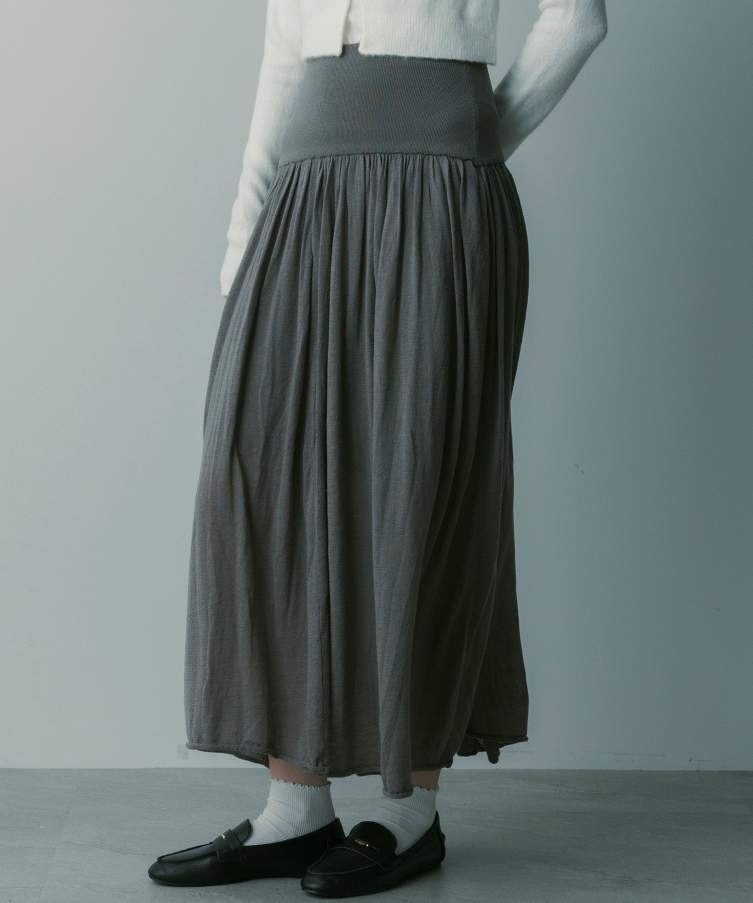 ウールブレンド ギャザースカート