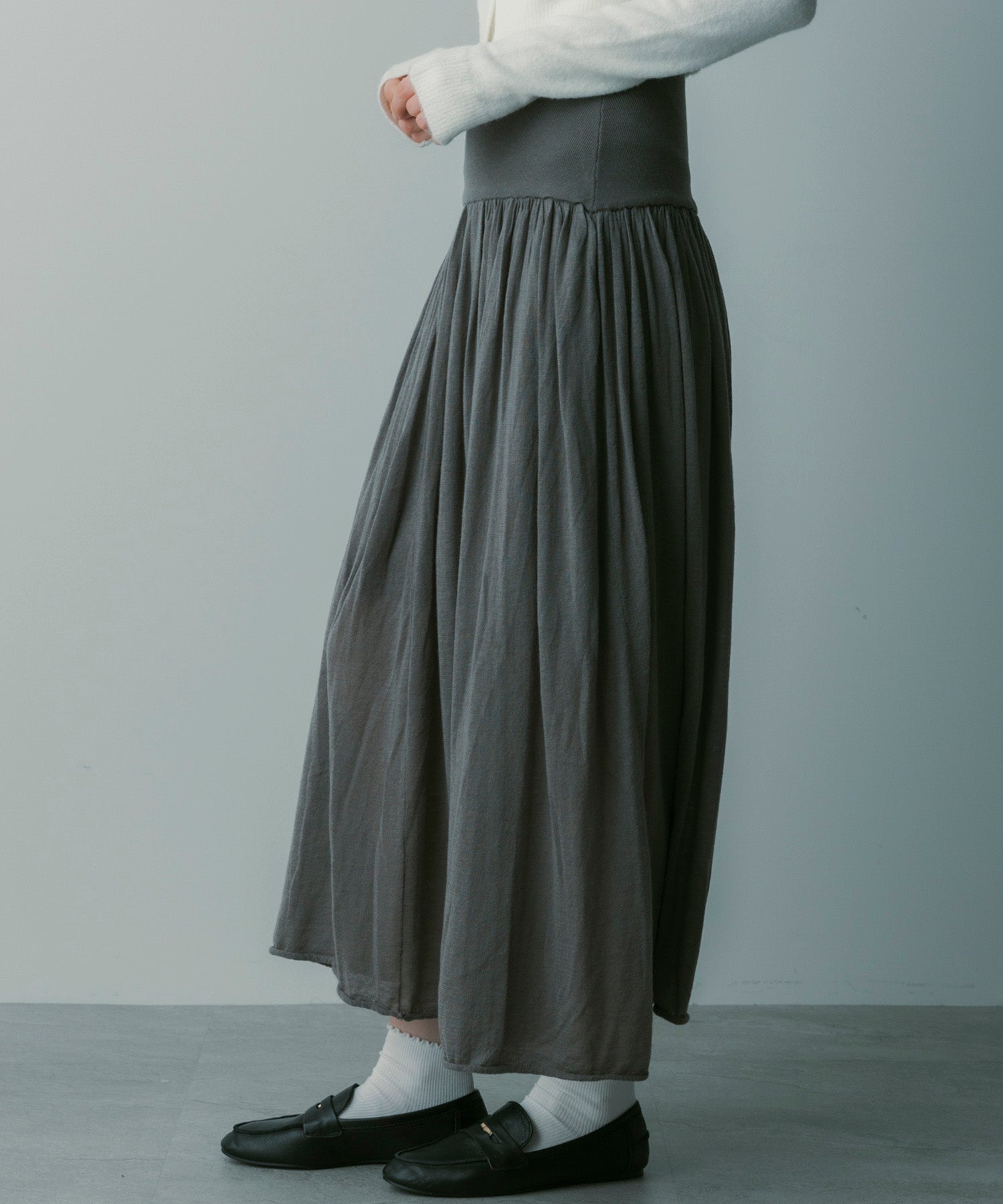 ウールブレンド ギャザースカート