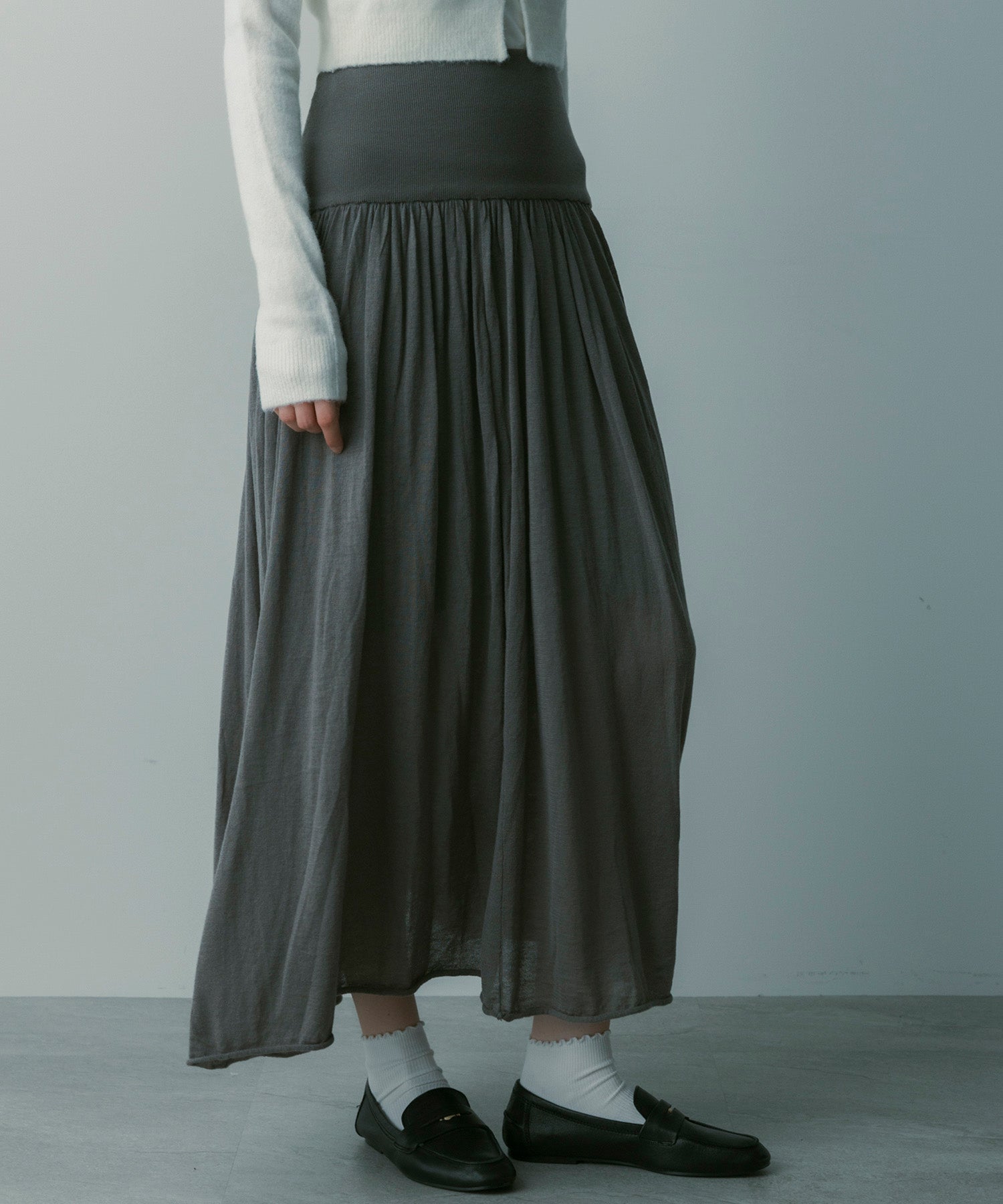 ウールブレンド ギャザースカート