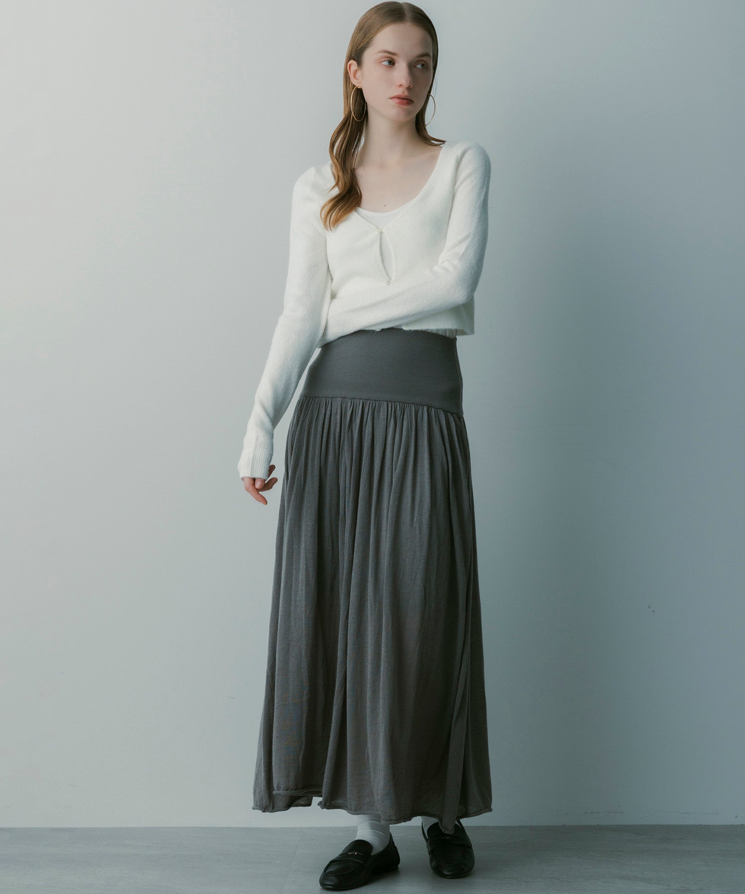 ウールブレンド ギャザースカート