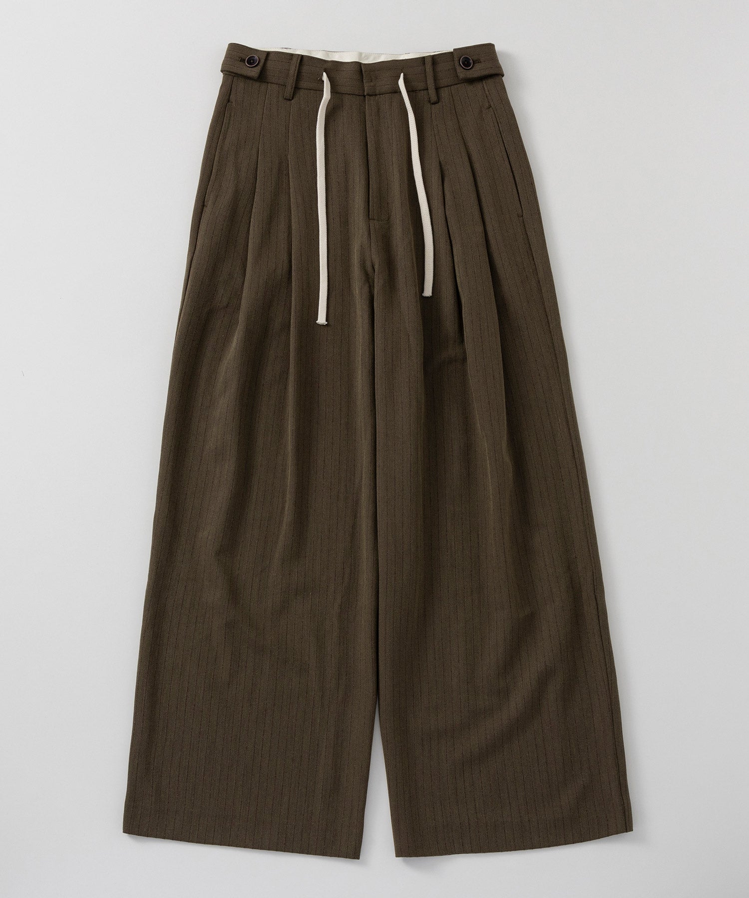 【12月中旬お届け予約商品】ストライプワイドタックスラックス