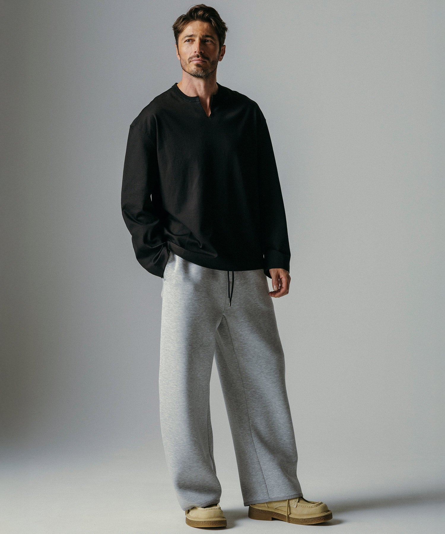 リラックス ワイドドロストパンツ