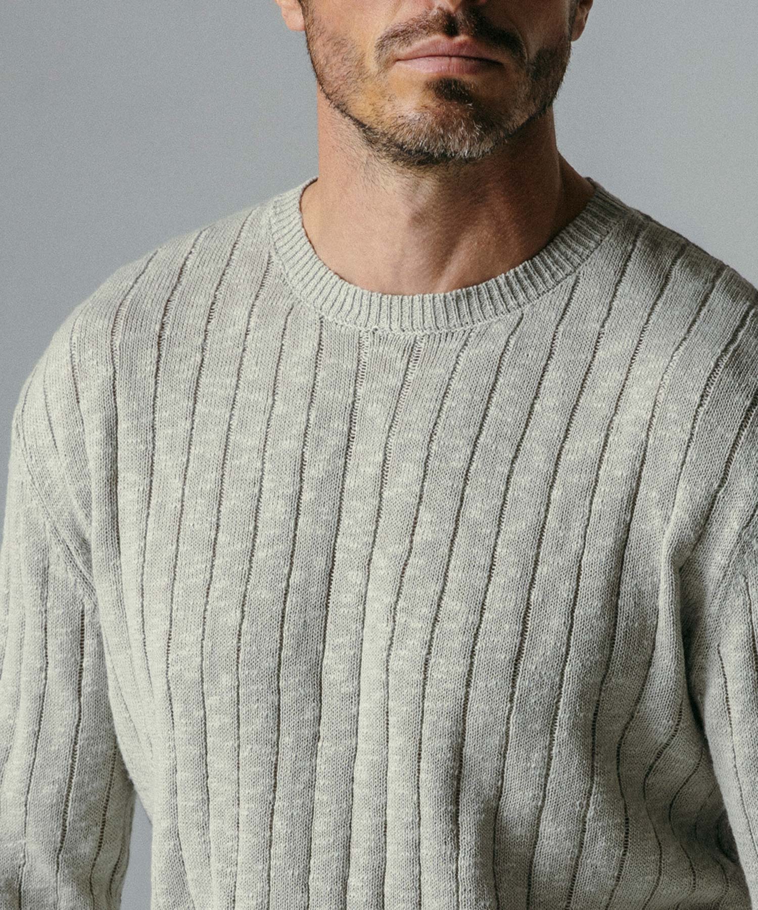 畦編みクルーネックセーター