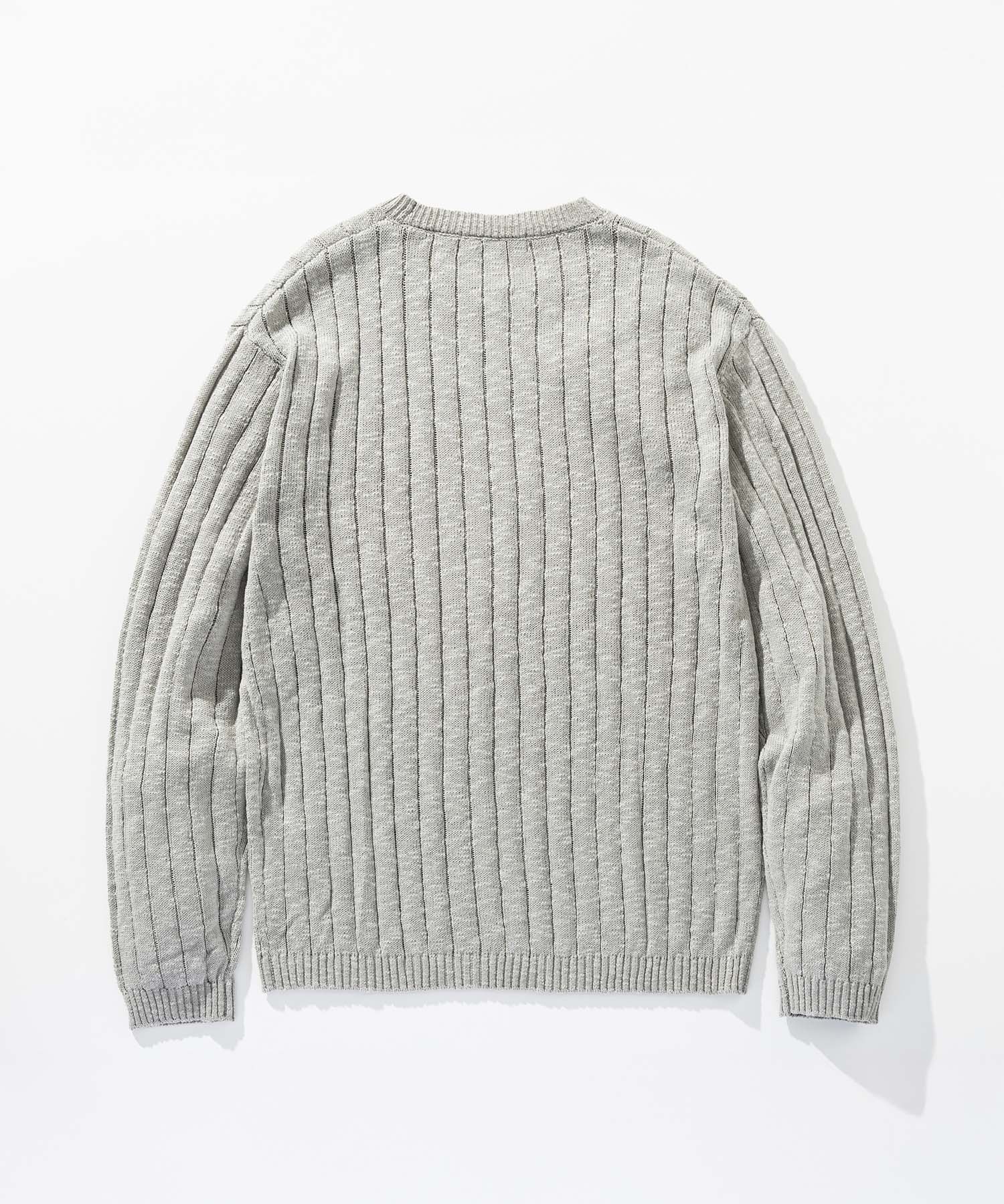 畦編みクルーネックセーター
