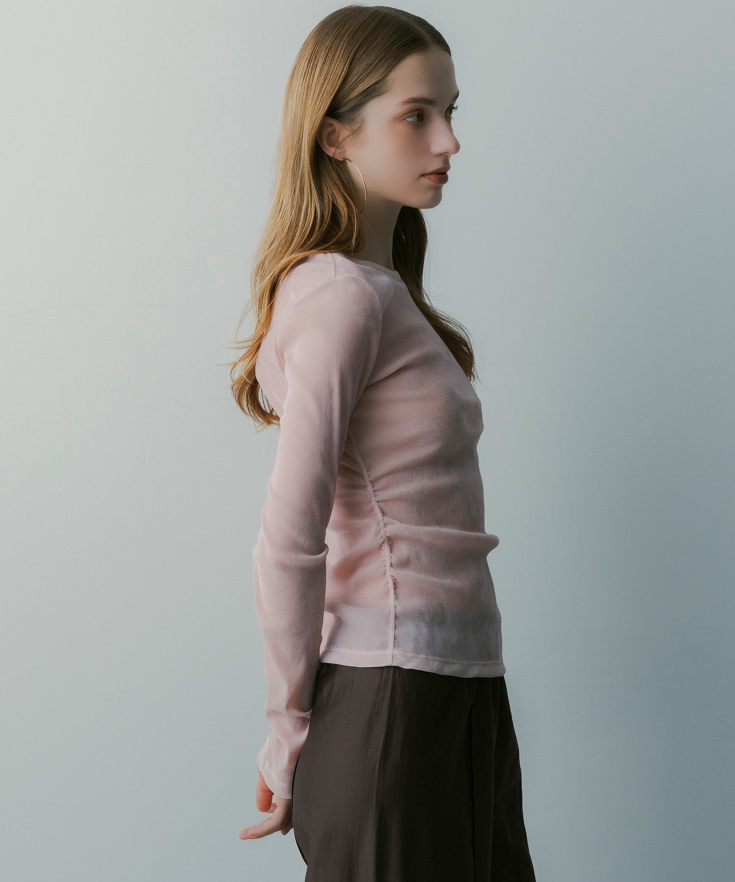 【3月中旬お届け予約商品】ロングスリーブ シアーベロアカットソー