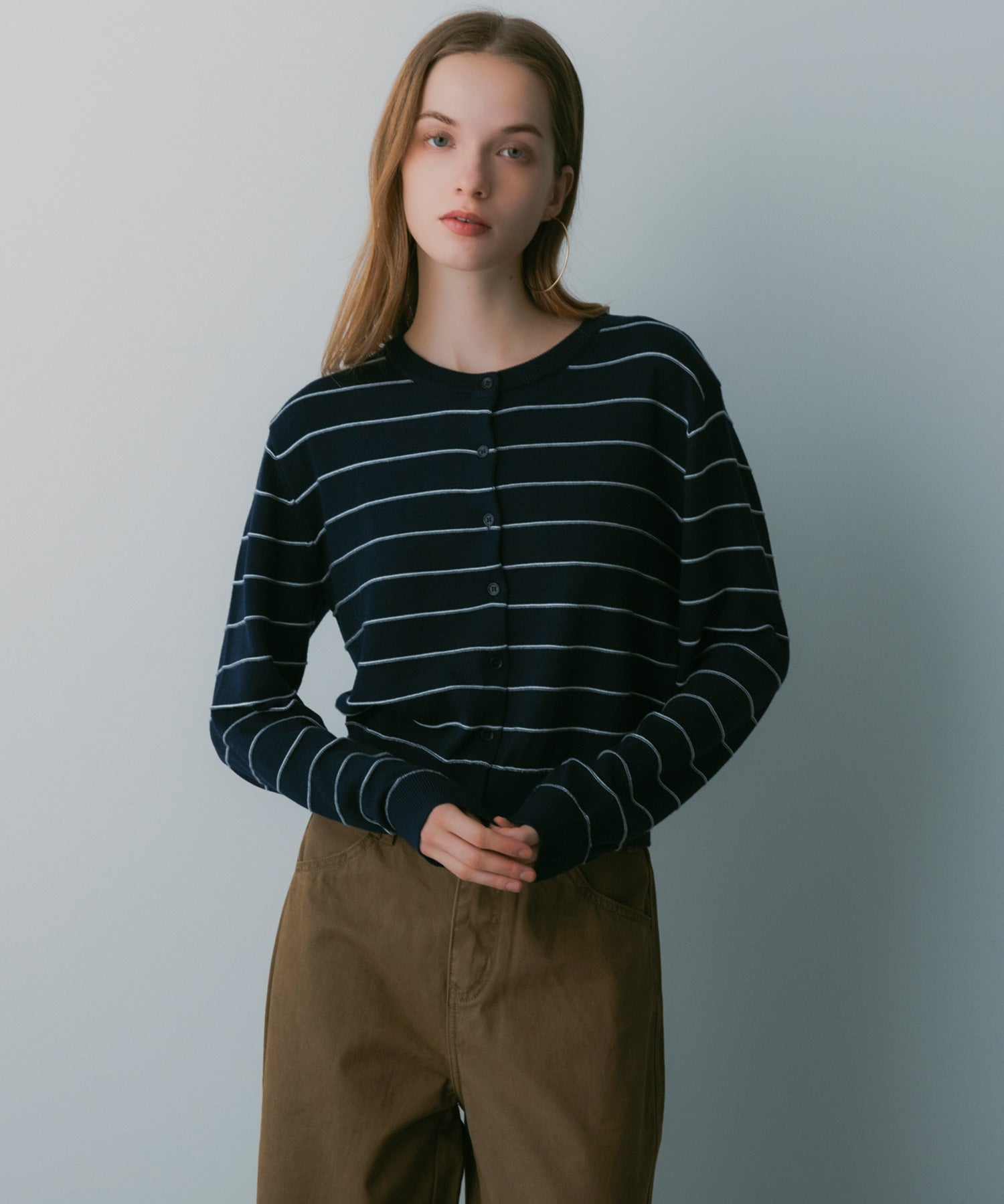 ボーダーニットカーディガン