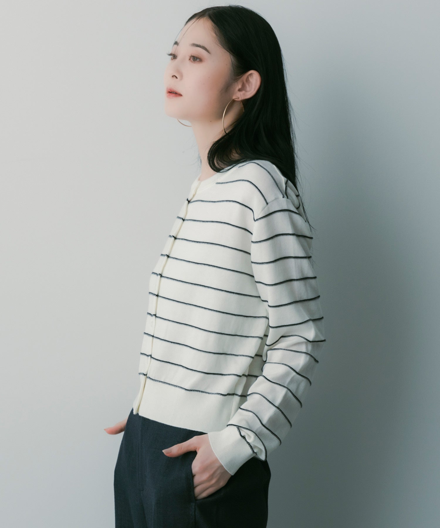 ボーダーニットカーディガン