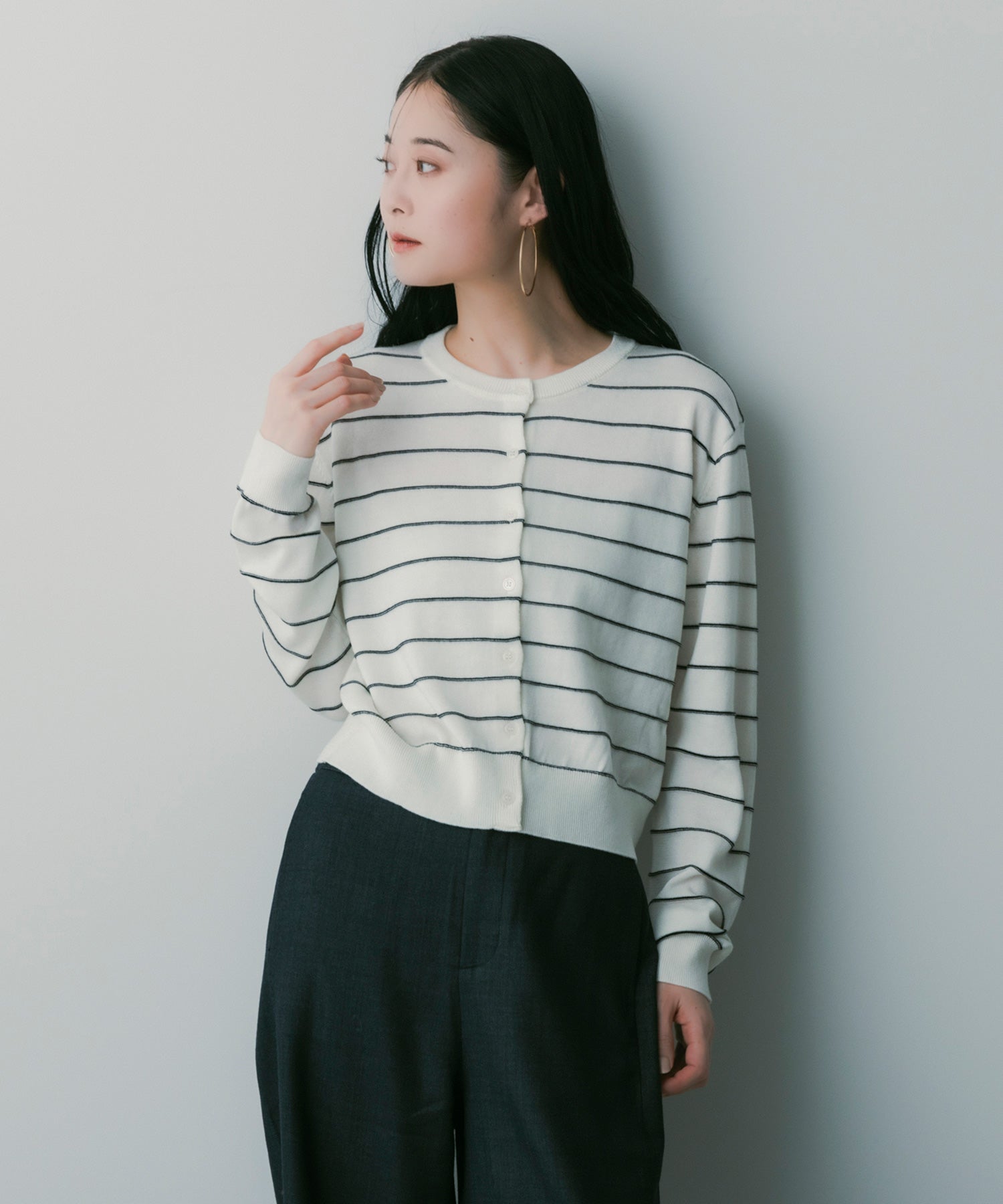 ボーダーニットカーディガン