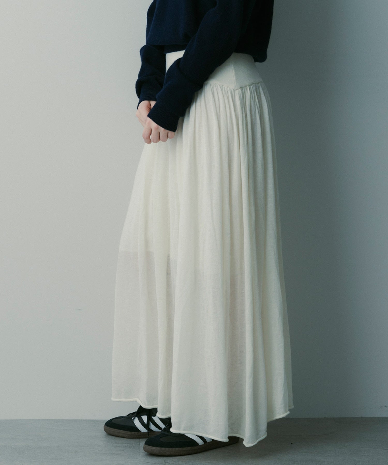 ウールブレンド ギャザースカート