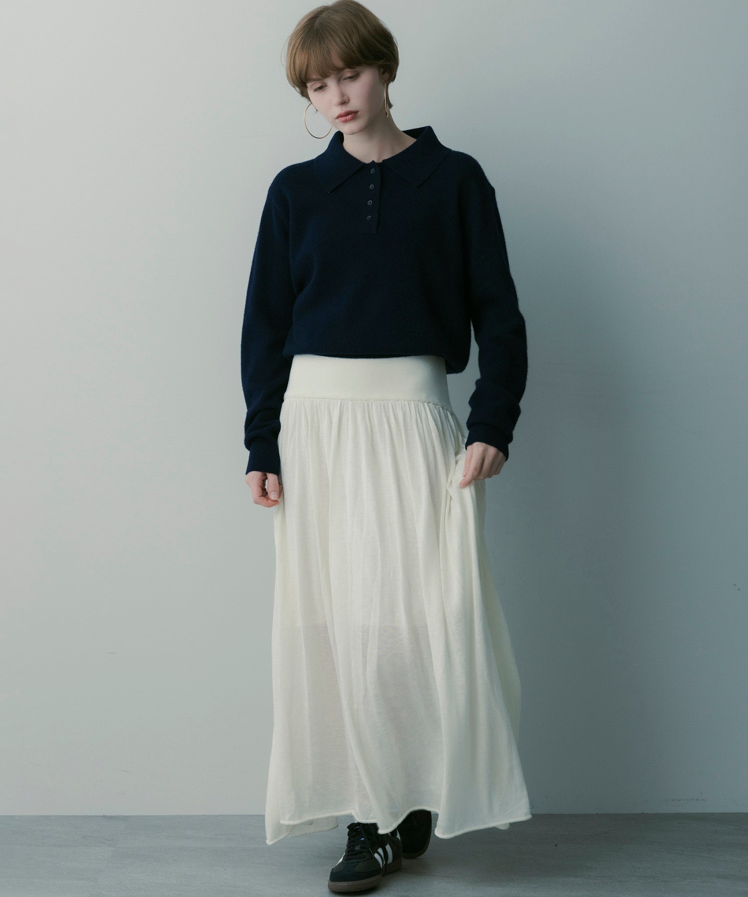 ウールブレンド ギャザースカート