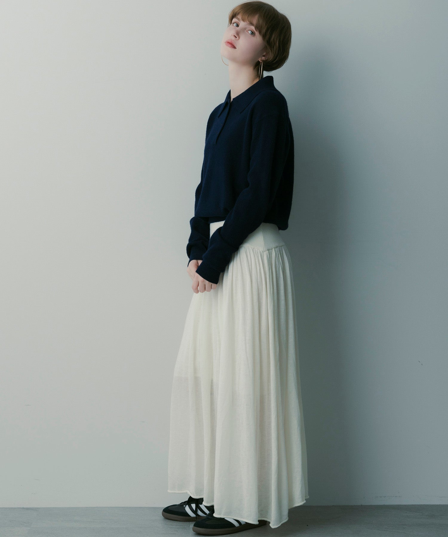 ウールブレンド ギャザースカート