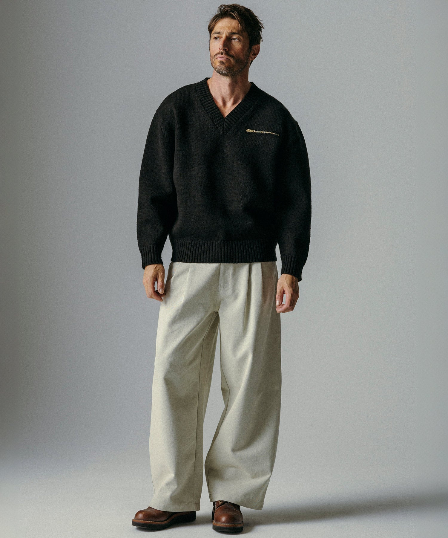 ハイウエスト ツータックワイドパンツ