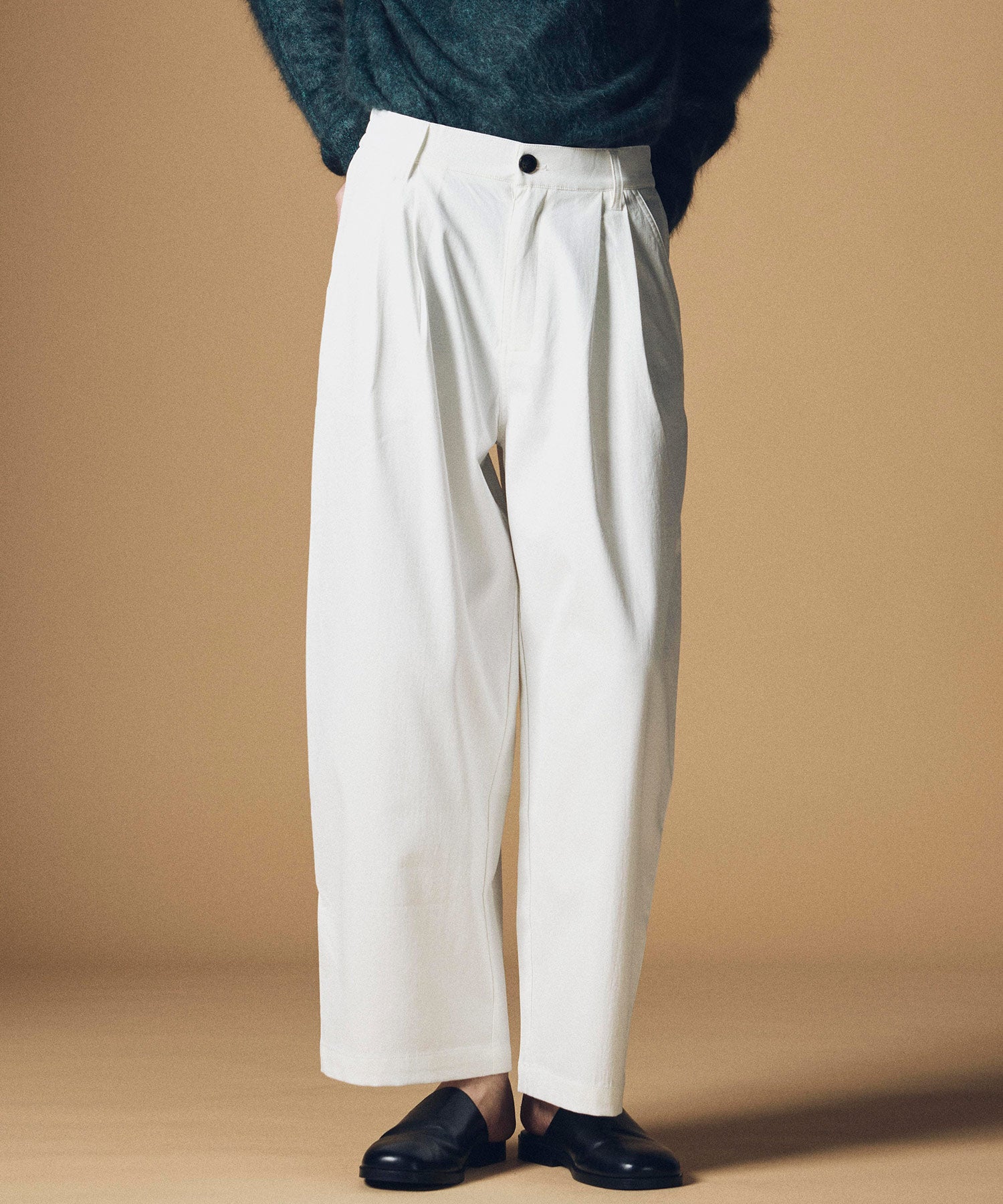 ハイウエスト ワンプリーツワイドパンツ