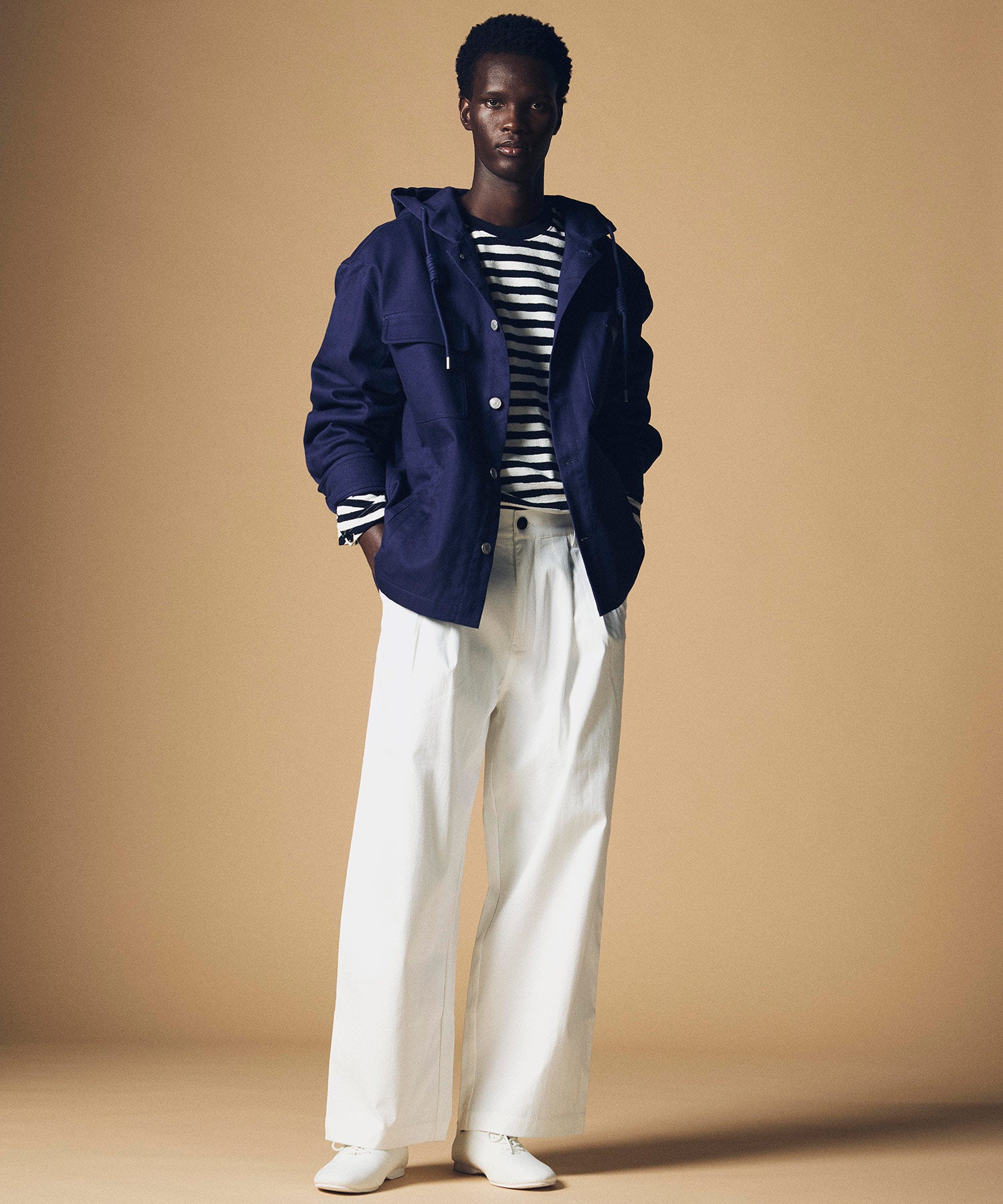 ハイウエスト ワンプリーツワイドパンツ