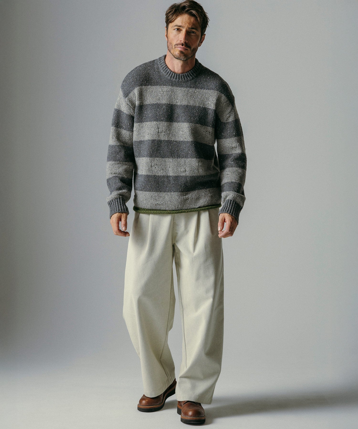 ハイウエスト ツータックワイドパンツ