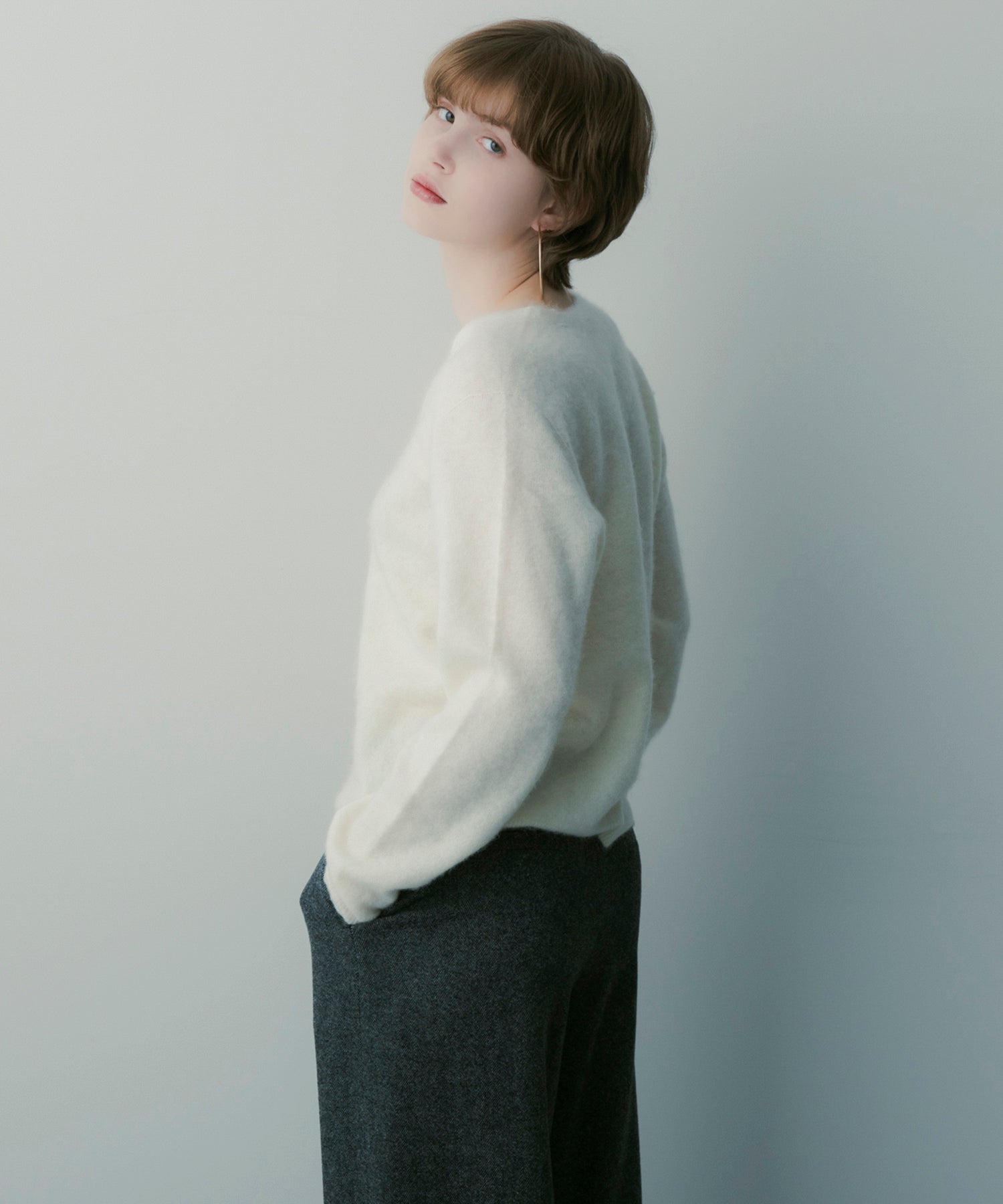 カシミヤブレンド ニットカーディガン