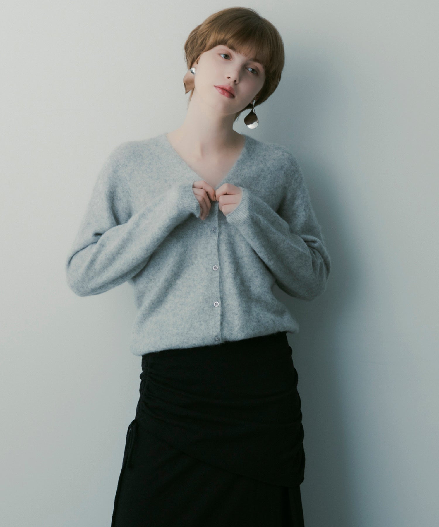 カシミヤブレンド ニットカーディガン