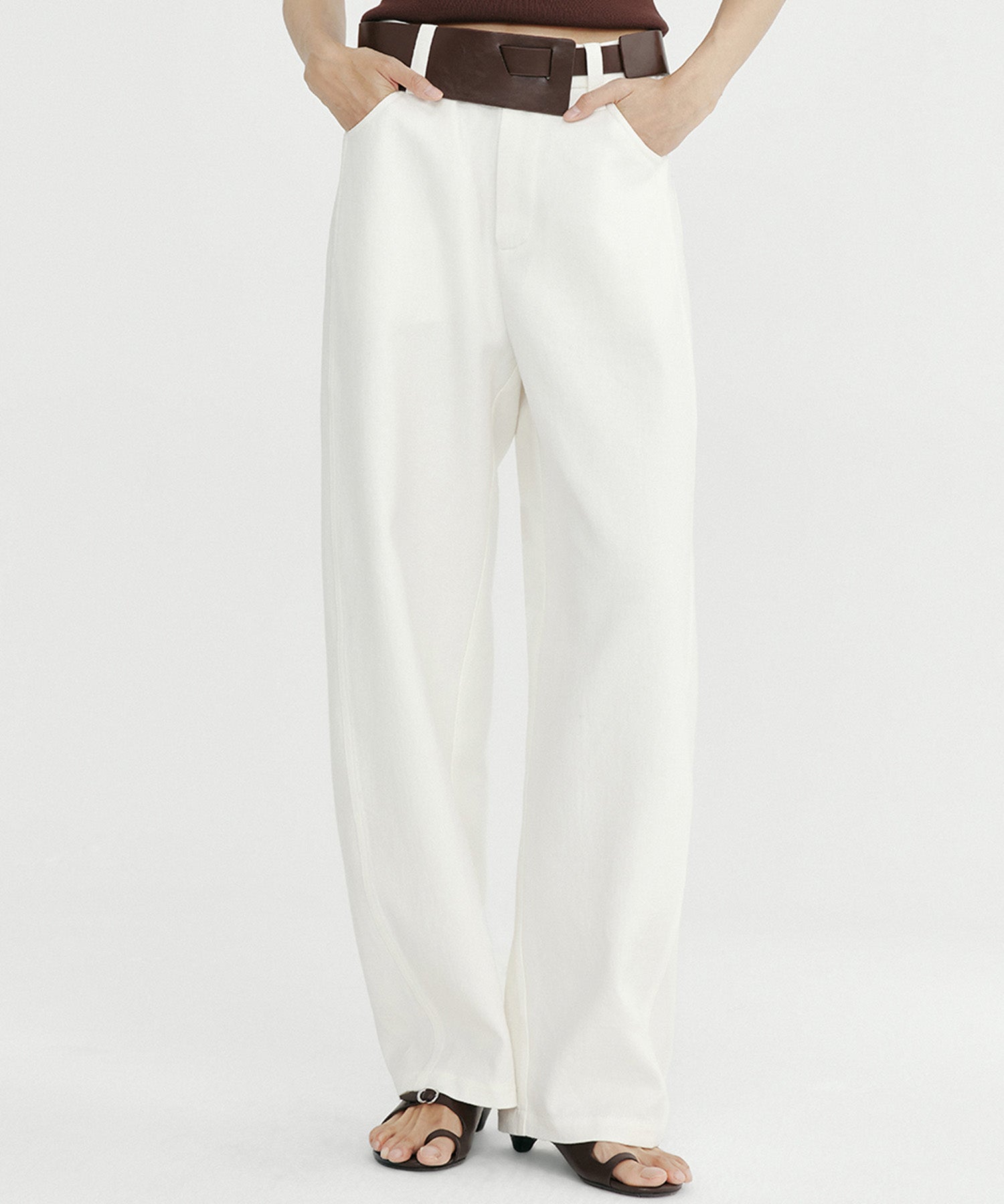 リネンブレンド バレルパンツ