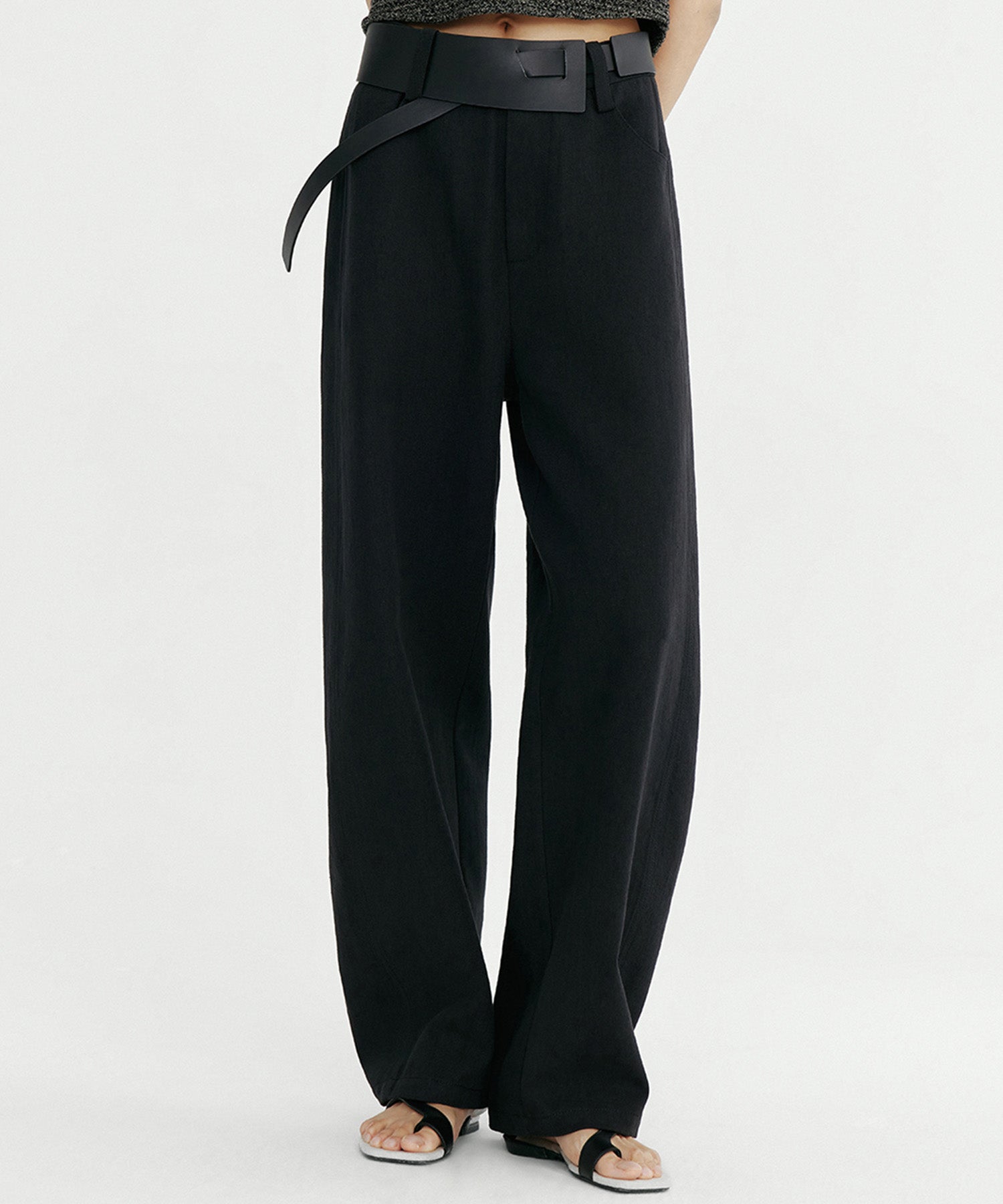 リネンブレンド バレルパンツ