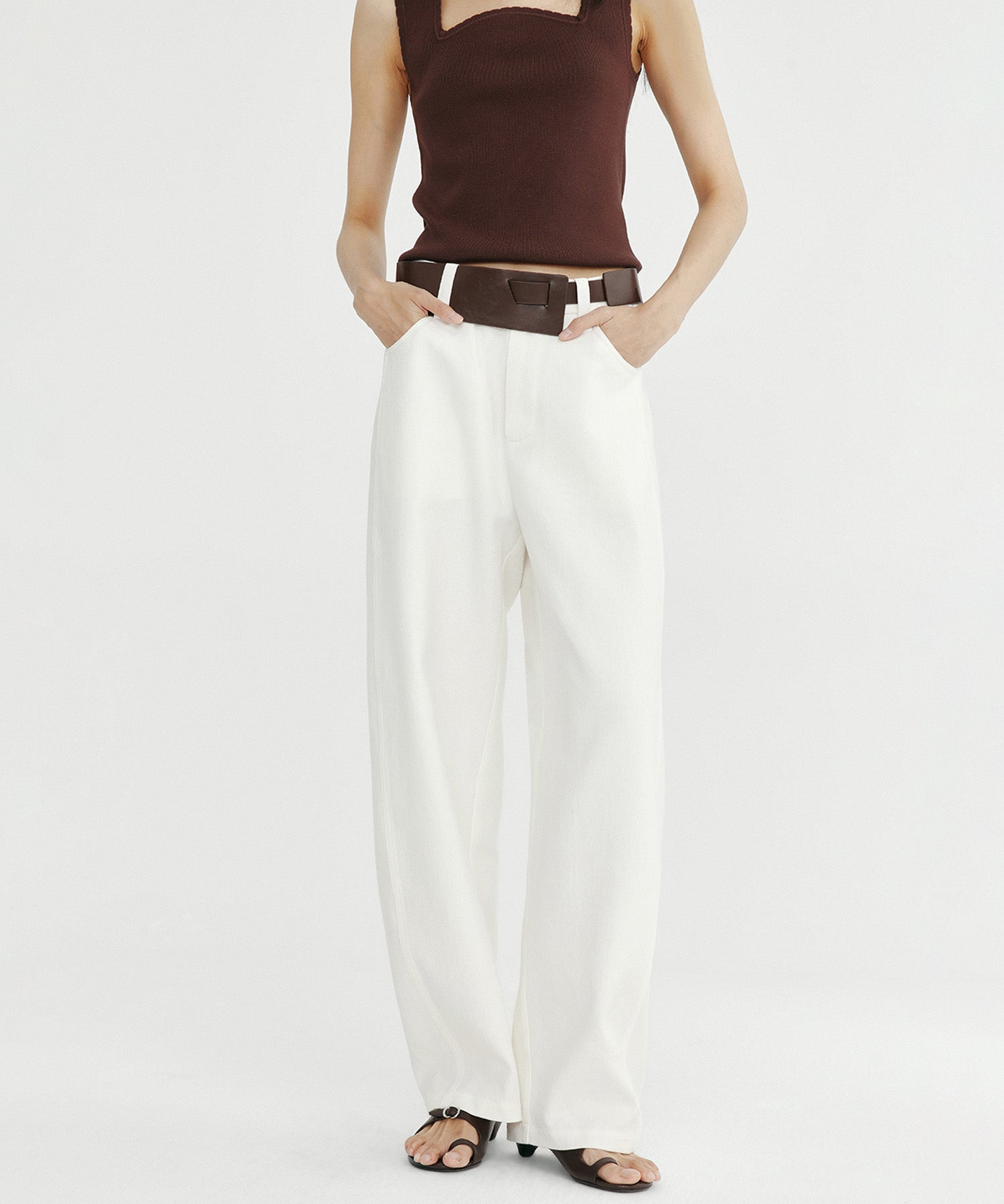 リネンブレンド バレルパンツ