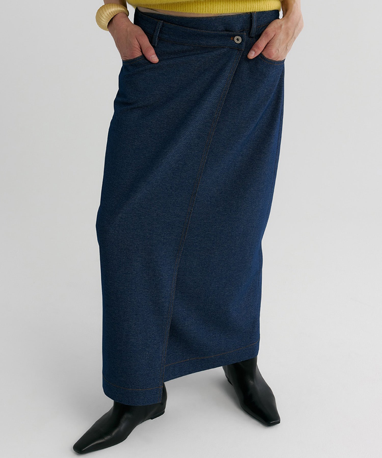 【12月上旬お届け予約商品】デニムライク ラップスカート