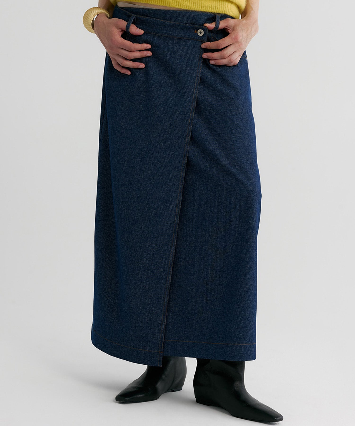 【12月上旬お届け予約商品】デニムライク ラップスカート