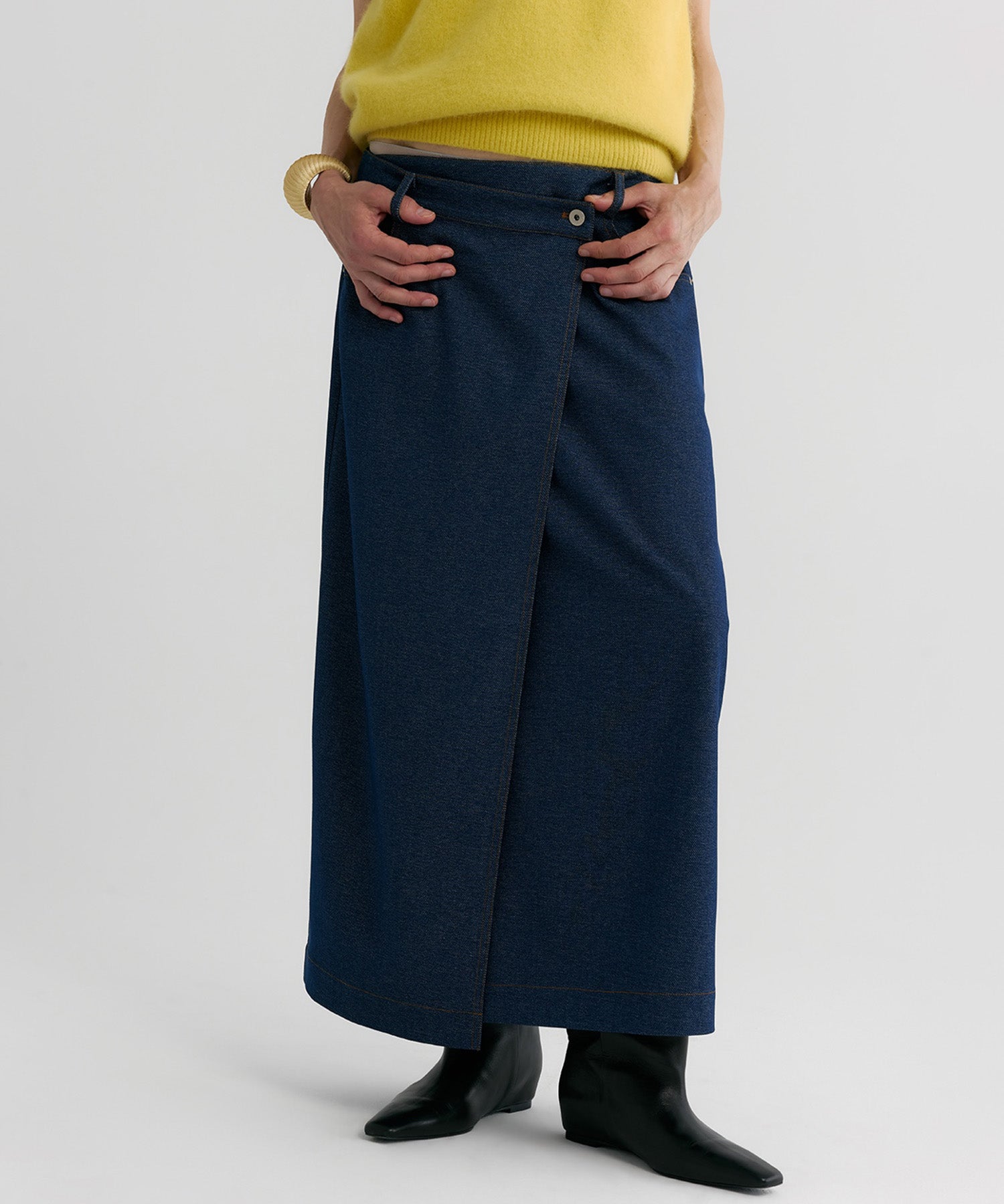 【12月上旬お届け予約商品】デニムライク ラップスカート