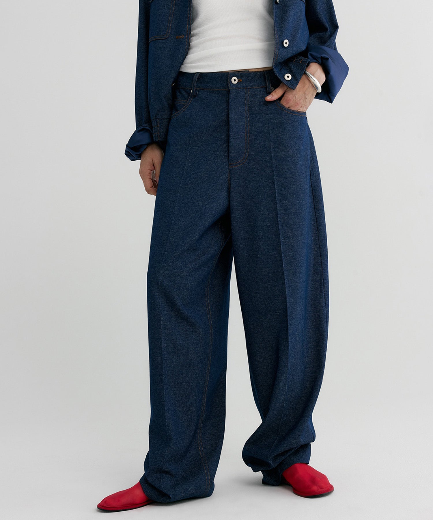 【12月上旬お届け予約商品】デニムライク ワイドパンツ