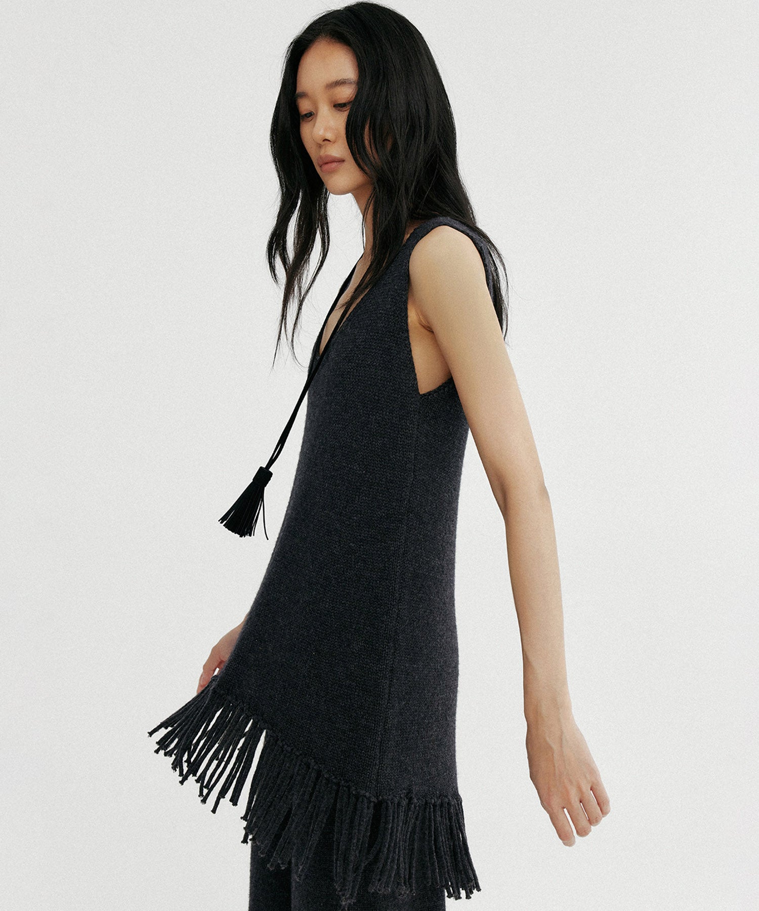 ウールブレンド ワイドニットパンツ