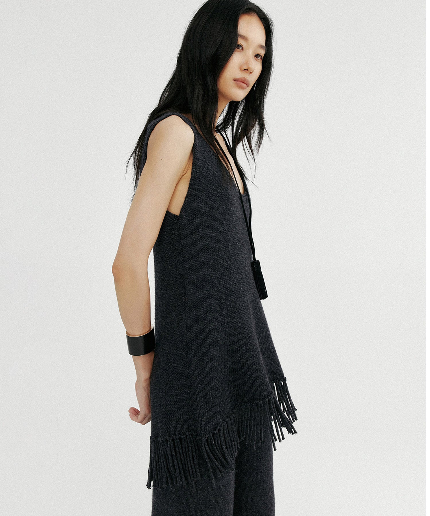 ウールブレンド ワイドニットパンツ