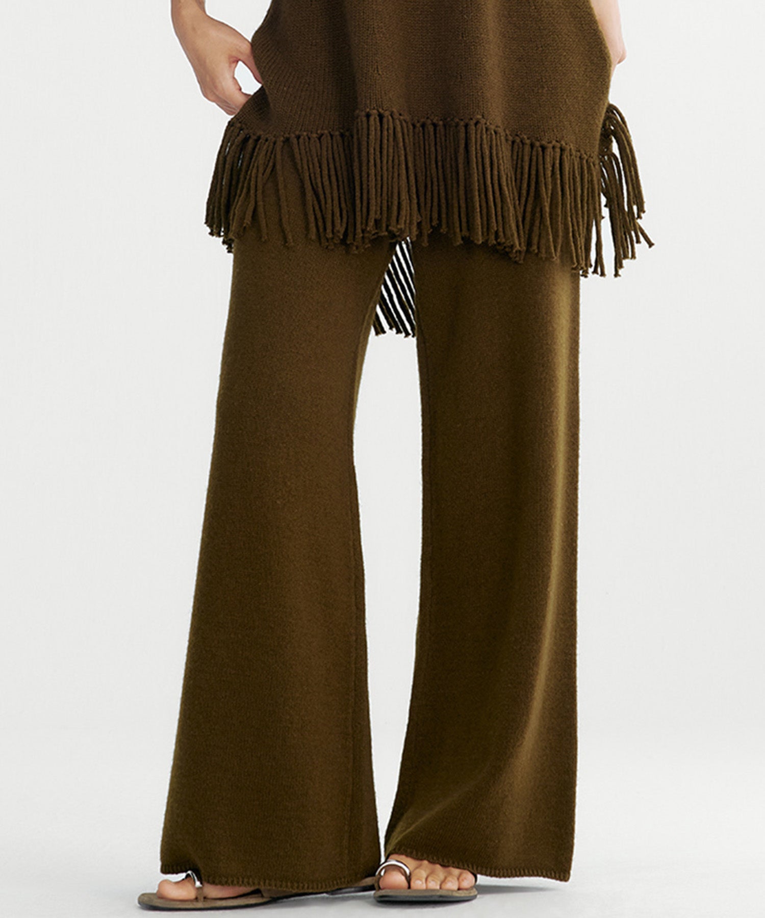 ウールブレンド ワイドニットパンツ