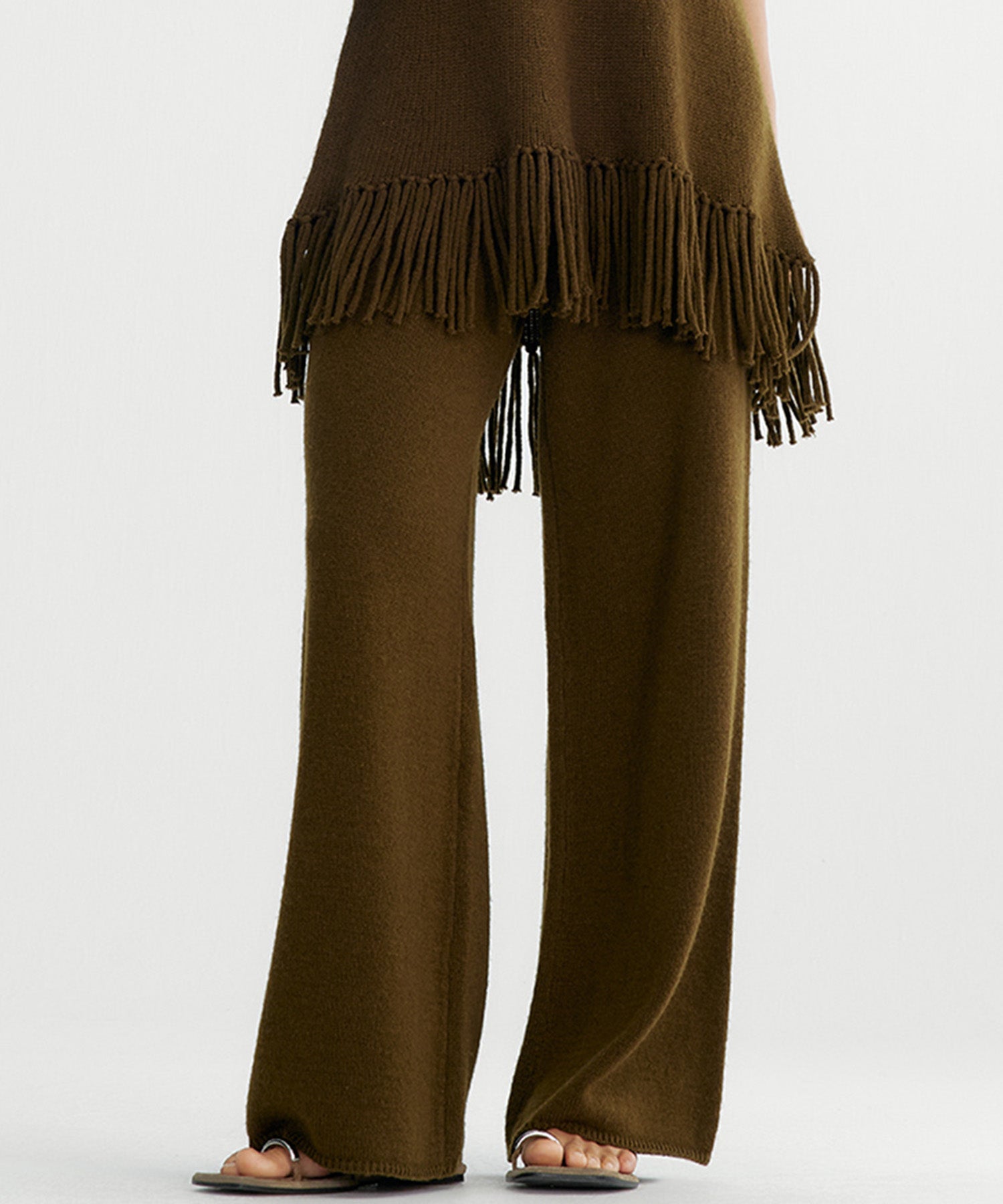 ウールブレンド ワイドニットパンツ