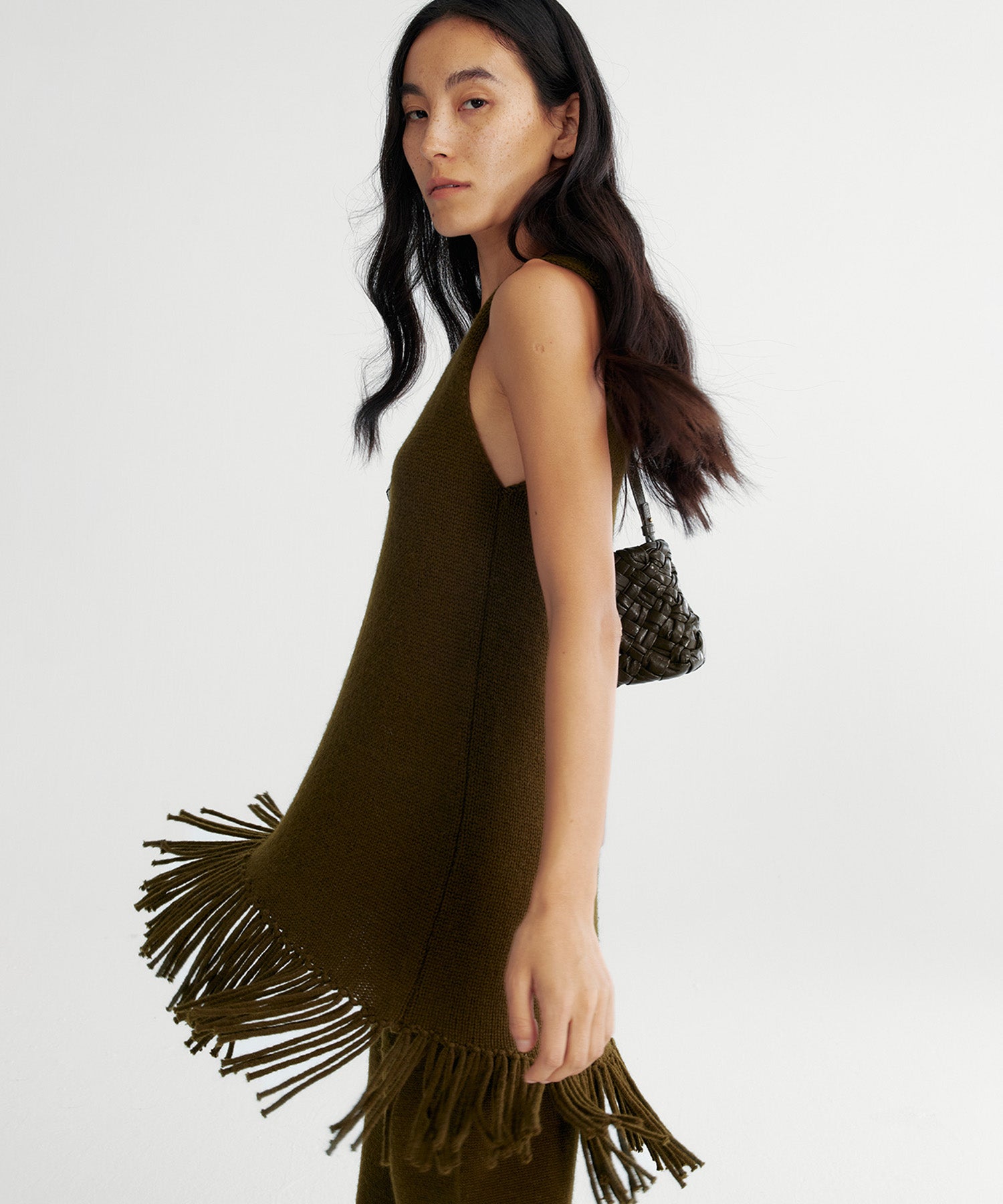 ウールブレンド ワイドニットパンツ