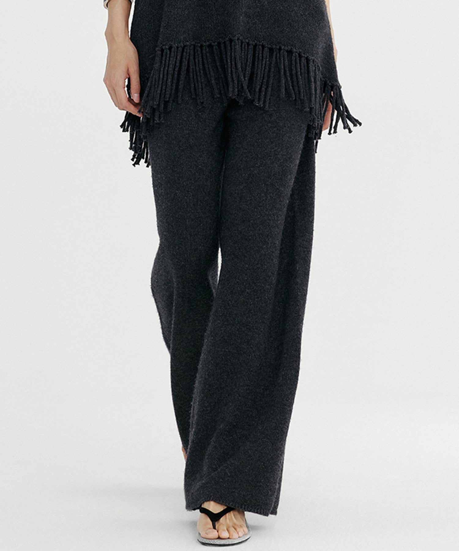 ウールブレンド ワイドニットパンツ