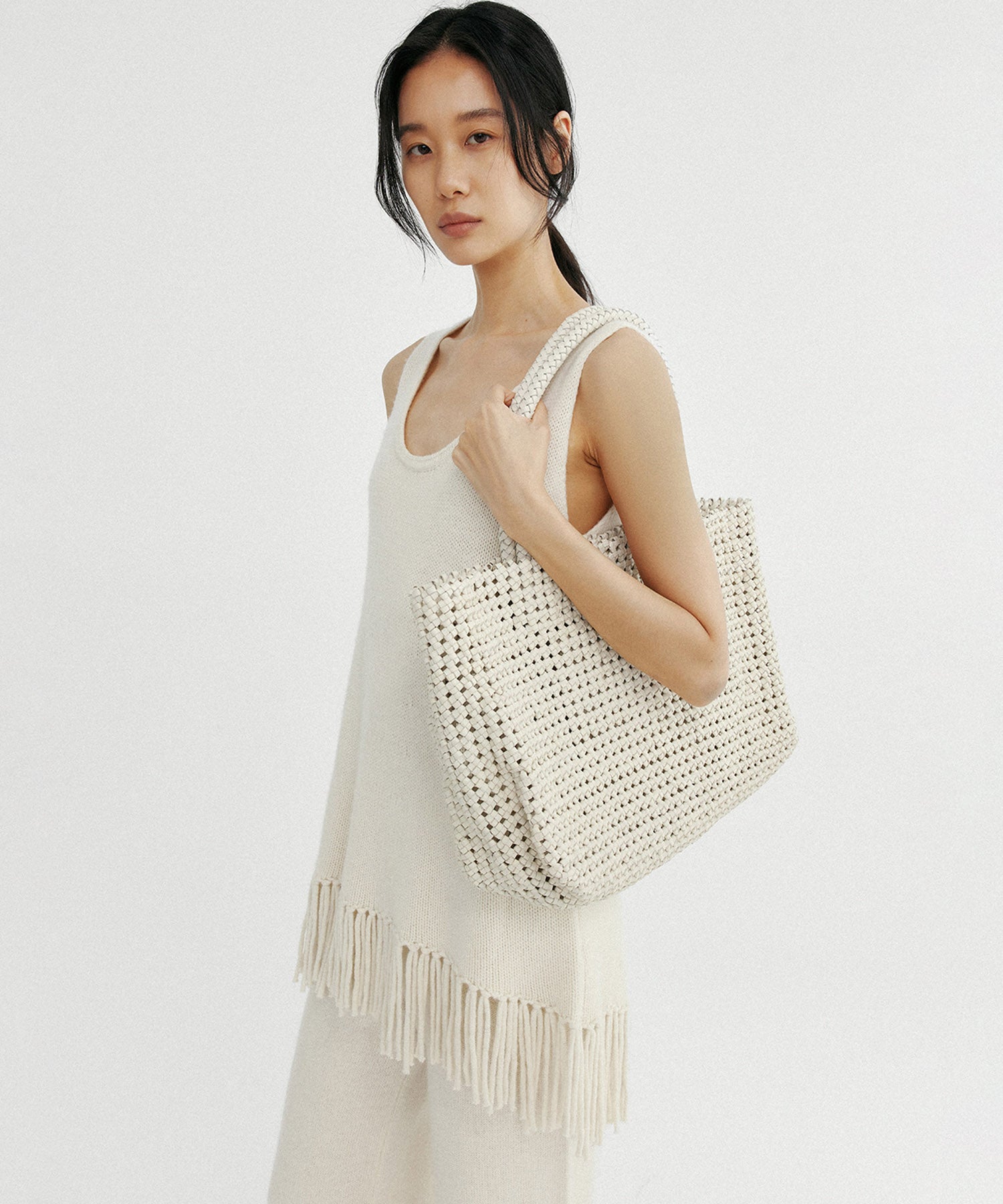 ウールブレンド ワイドニットパンツ