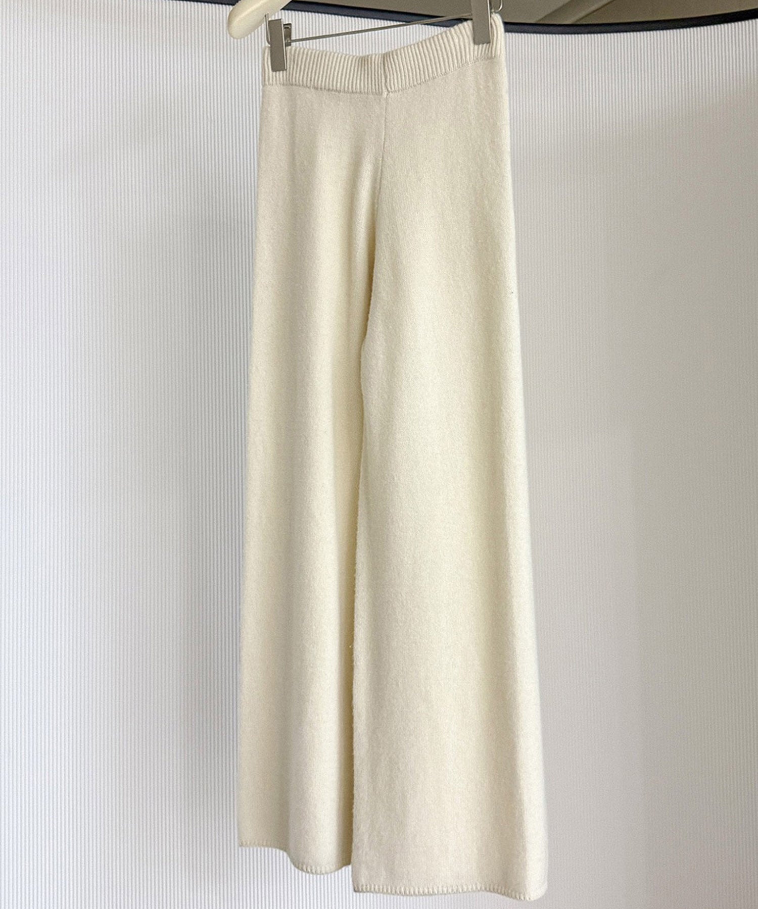 ウールブレンド ワイドニットパンツ