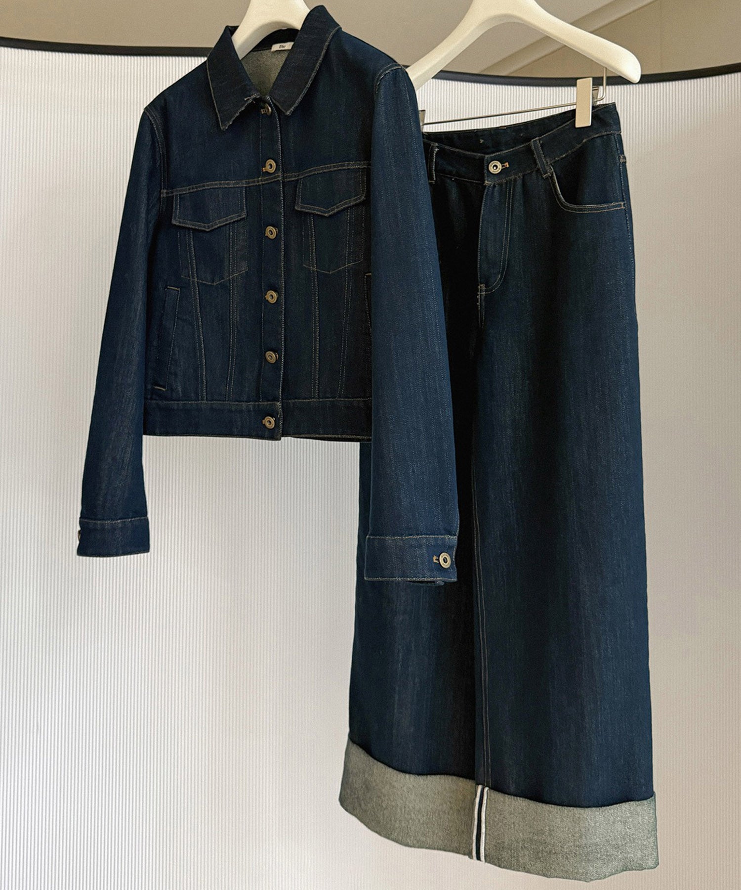 ロールアップ ワイドデニムパンツ