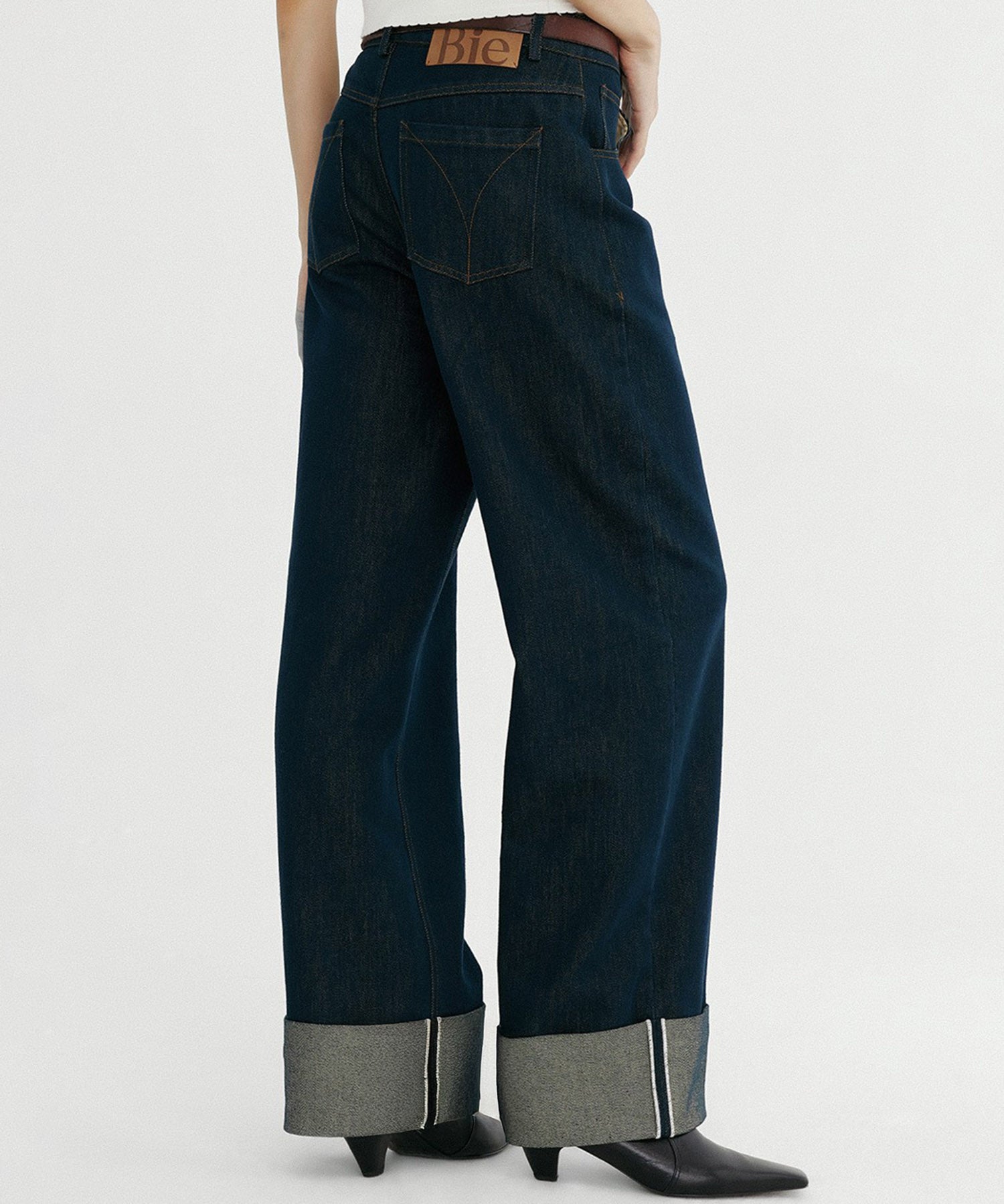 ロールアップ ワイドデニムパンツ