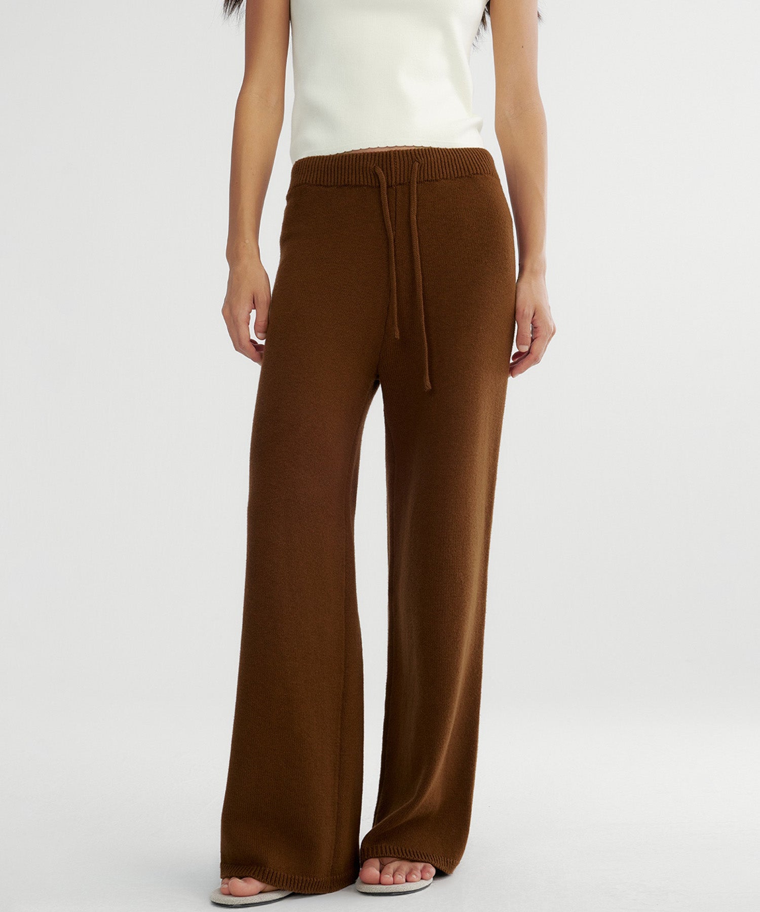 【12月上旬お届け予約商品】カシミヤブレンド ワイドニットパンツ