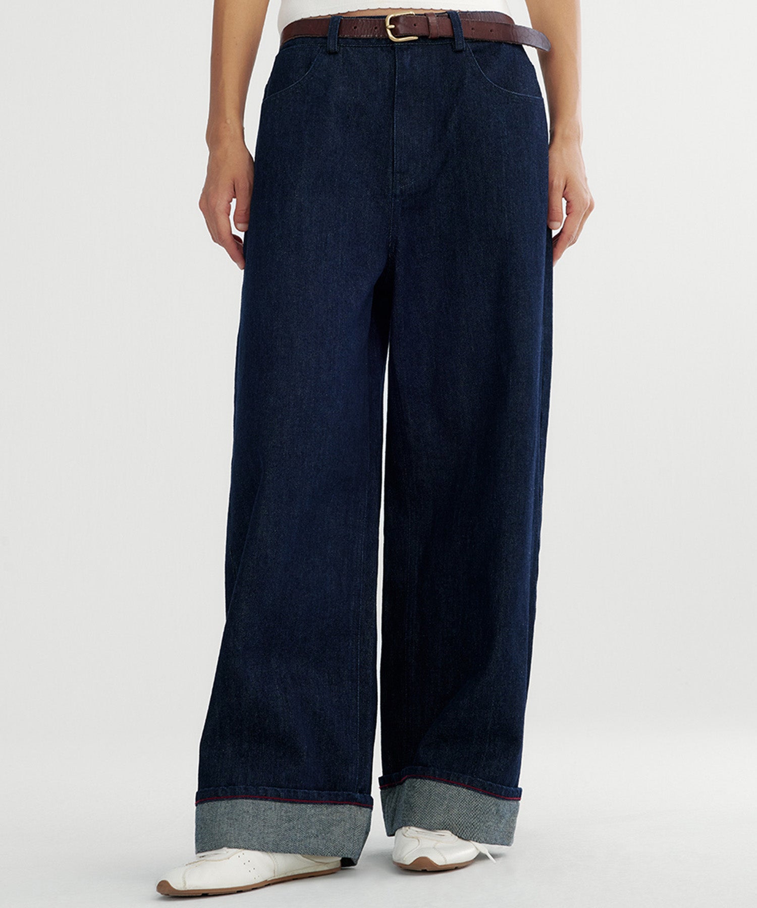 インディゴ ワイドデニムパンツ