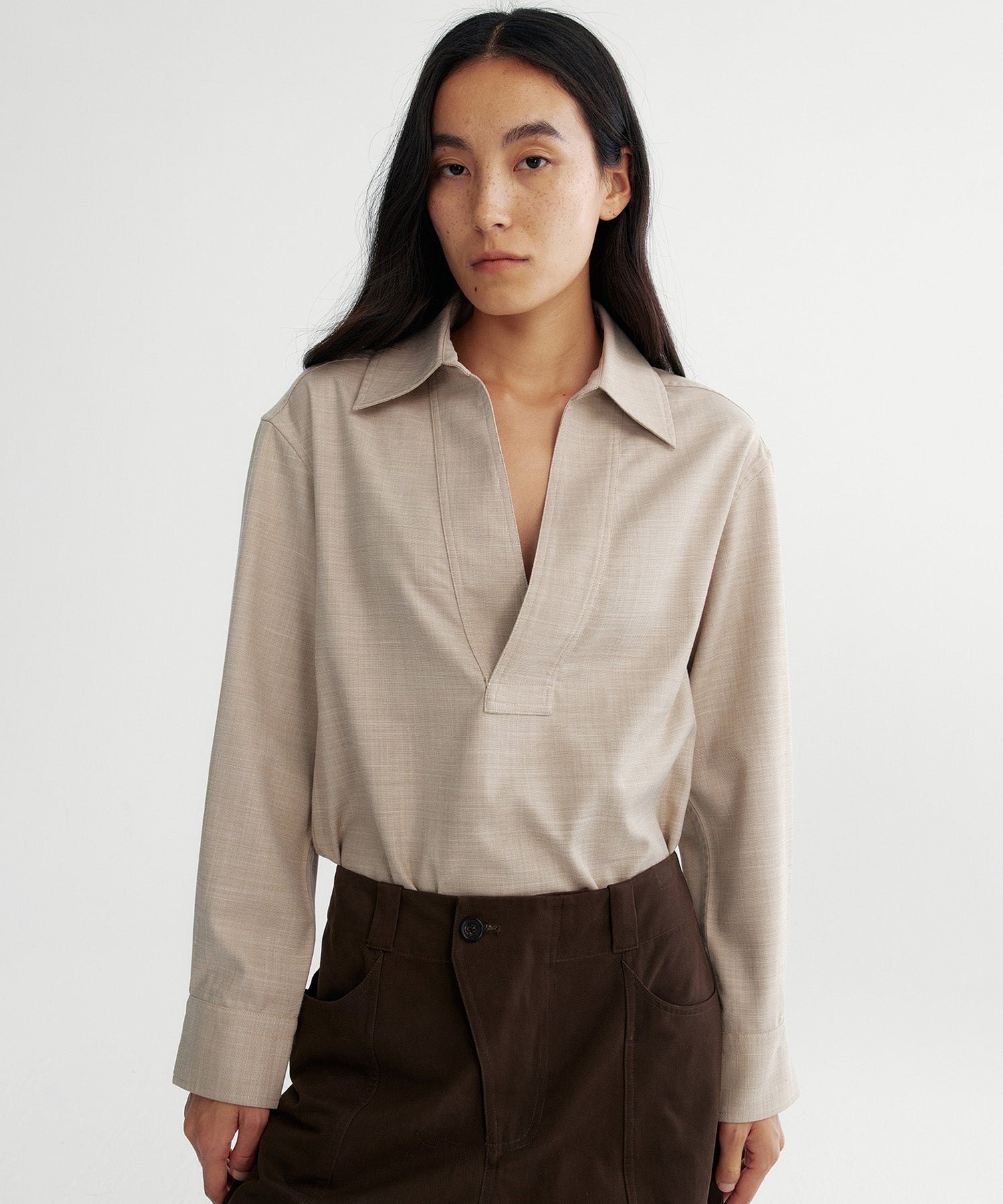 スキッパープルオーバーシャツ