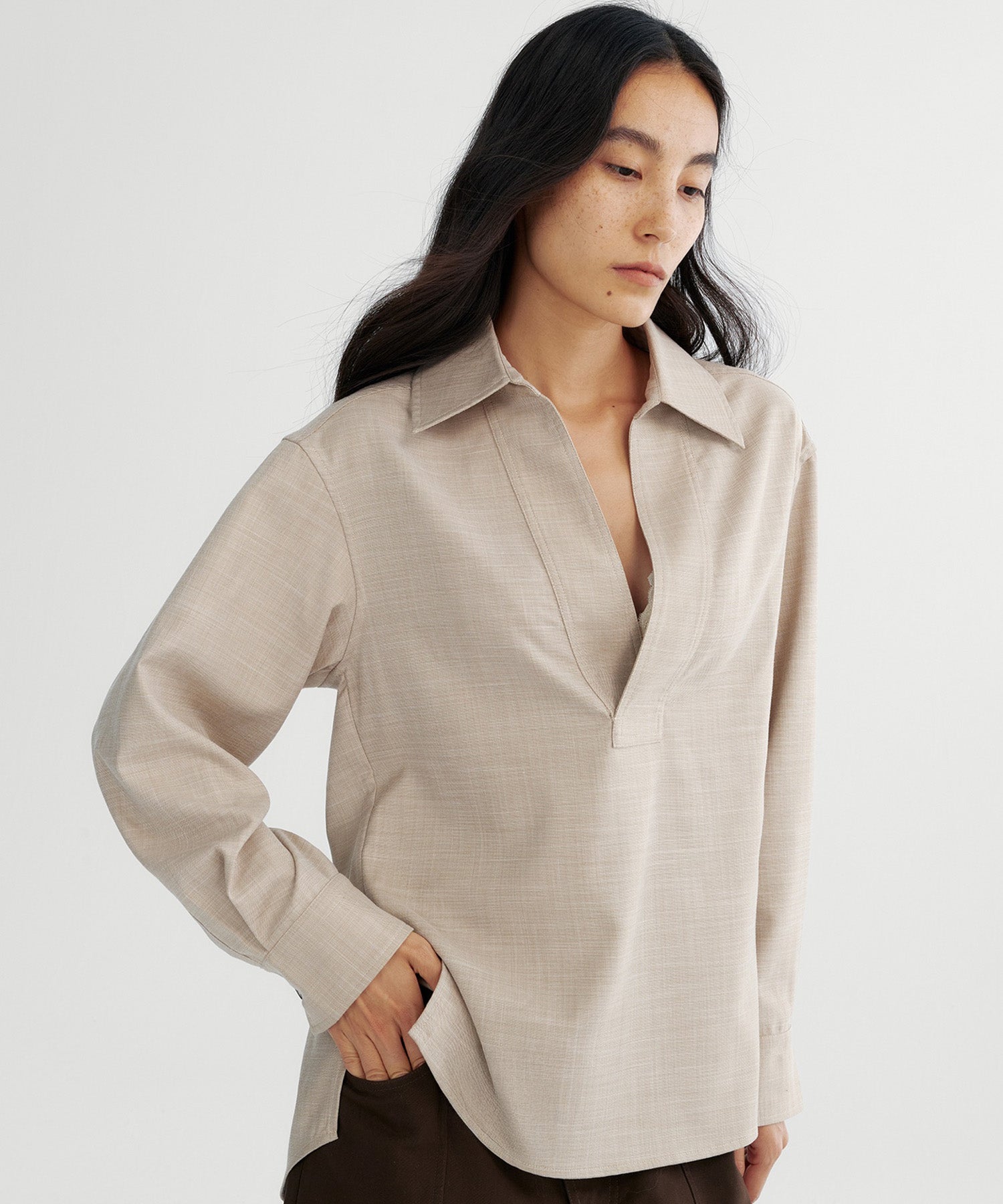 スキッパープルオーバーシャツ