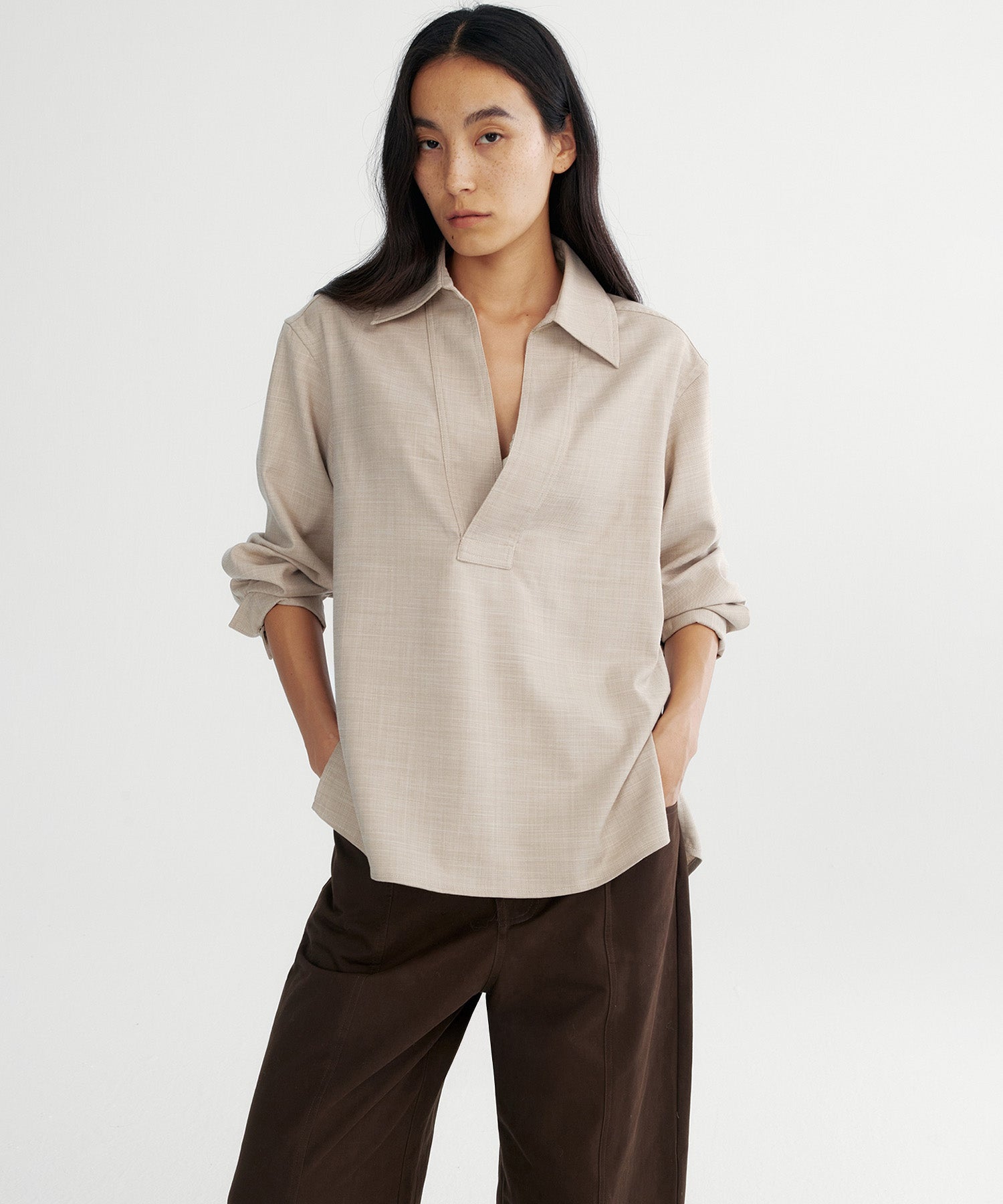 スキッパープルオーバーシャツ