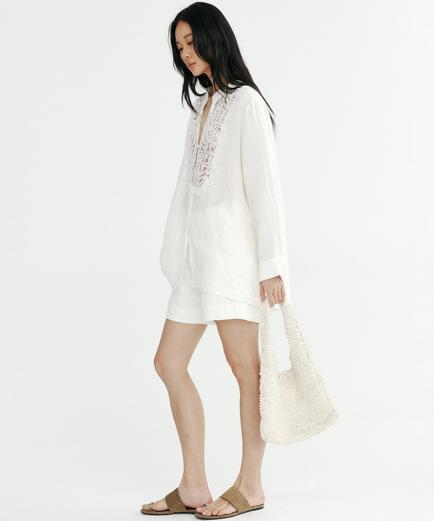 リネンレースカラーブラウス