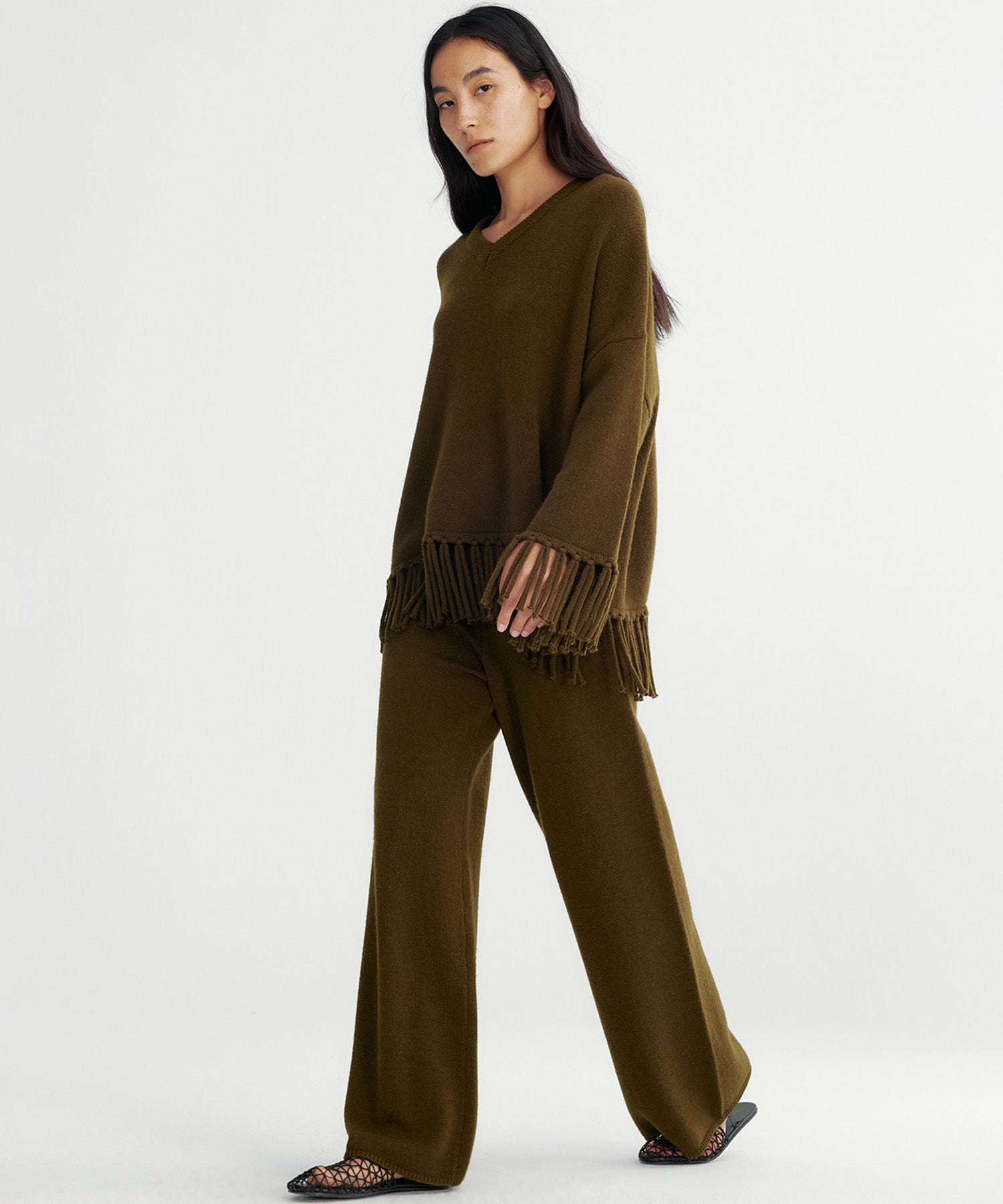 【12月上旬お届け予約商品】フリンジニットトップス