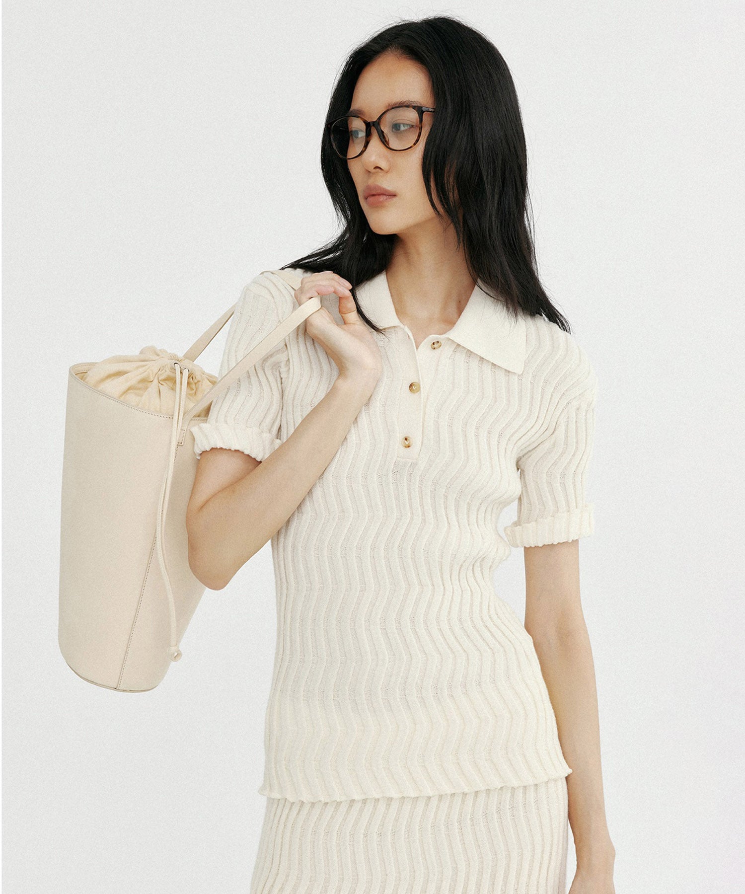 【12月上旬お届け予約商品】ウェービーニットポロシャツ