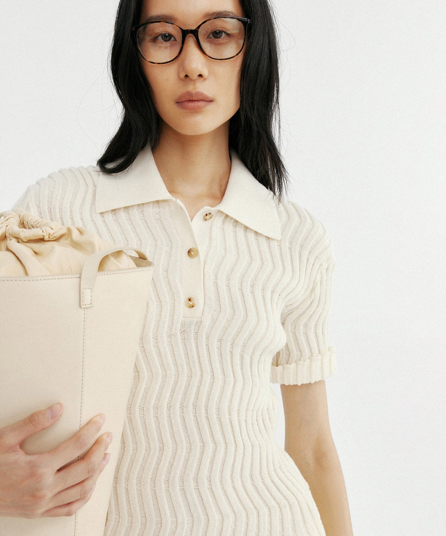 【12月上旬お届け予約商品】ウェービーニットポロシャツ